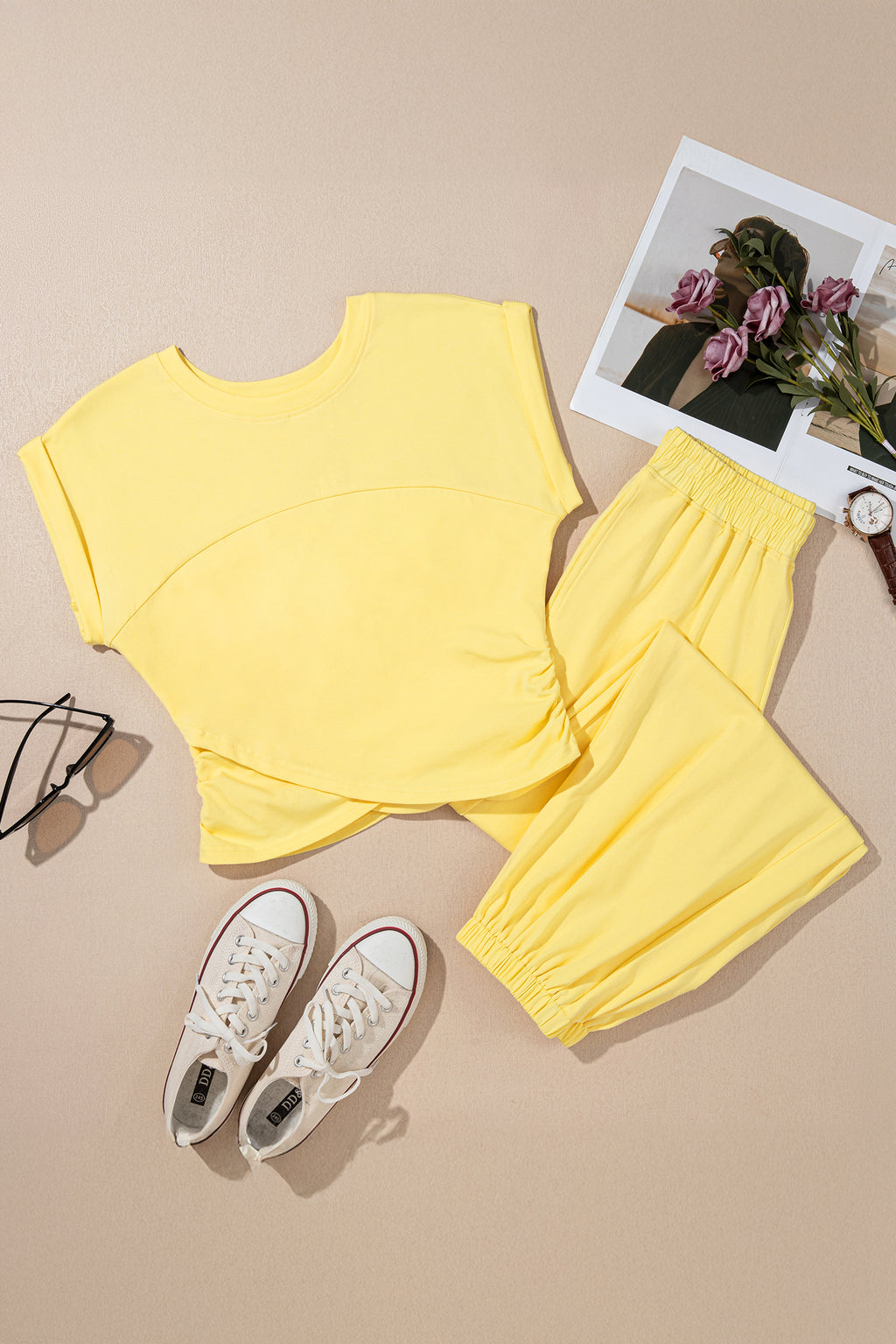 Solid Cropped Cap Sleeve Tank & Jogger Pants Set | 4 Colours | Sizes 8-22
