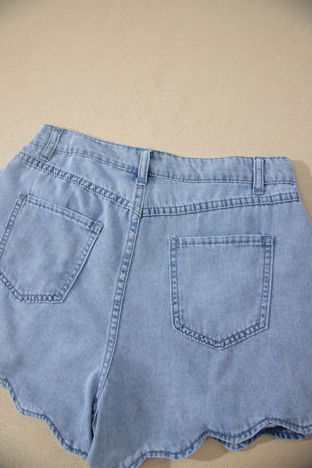Blue Scalloped Hem Denim Shorts | Casual Summer | UK 8-20