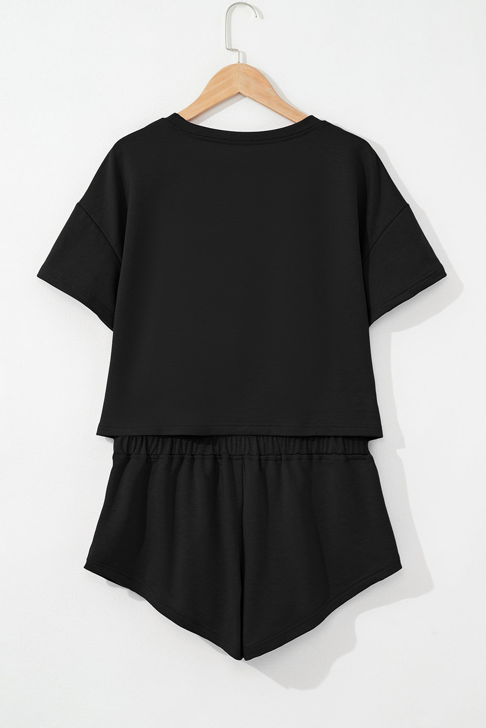 Shop Black Cropped Tee & Ruffle High Waist Skort Set 2pcs S-XL at LivelyLooks