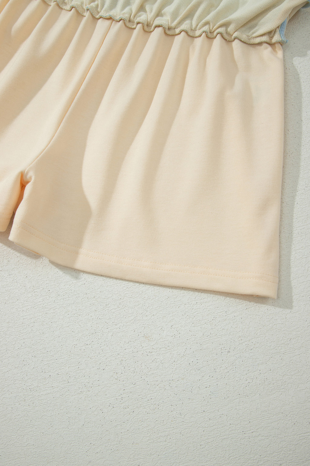 Colourblock Drop Shoulder T-Shirt & Skort 2-Piece Set Beige Black Green
