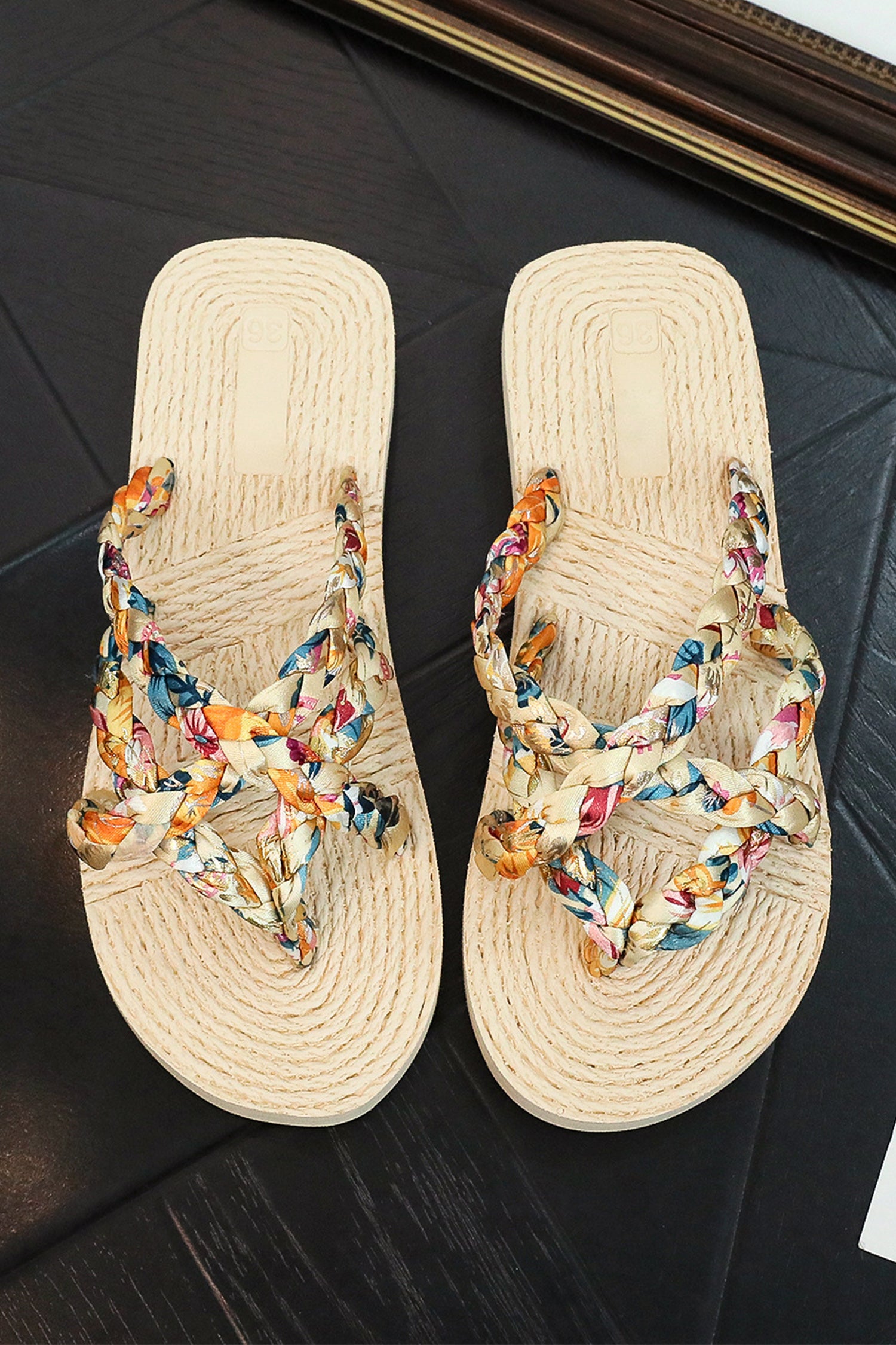 Women's Women's Beige Boho Printed Woven Caged Summer Sandals EU 37-41 at LivelyLooks