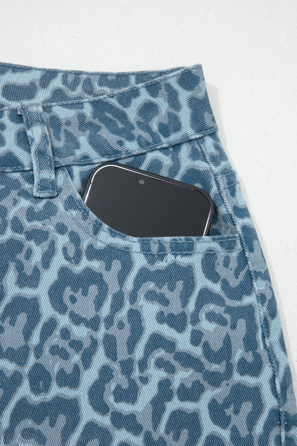 Women's Leopard Print Wide Leg High Waist Jeans | Brown, Grey, Blue & Pink at LivelyLooks