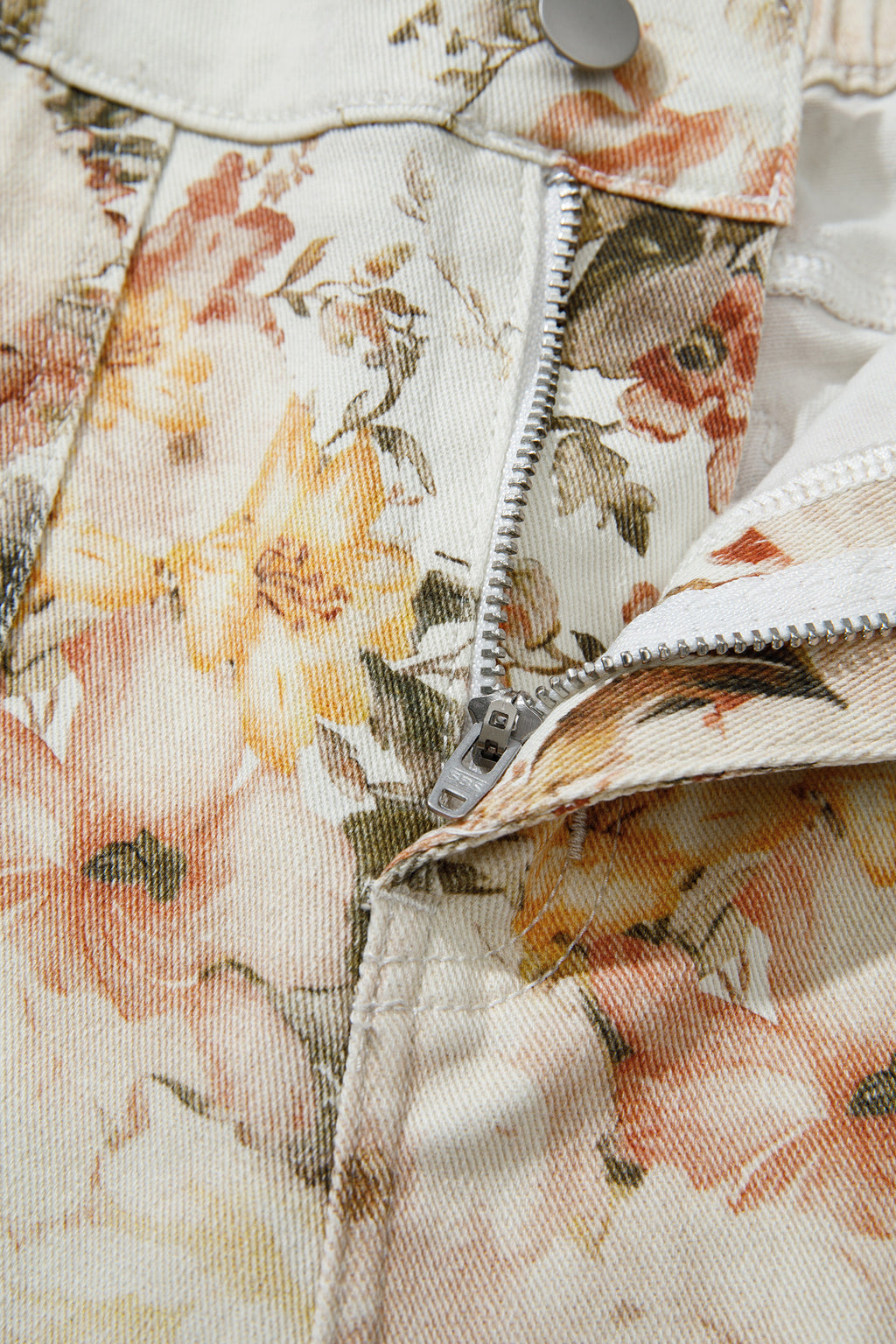 Shop Beige Vintage Style Floral Print High Waist Wide Leg Jeans at LivelyLooks