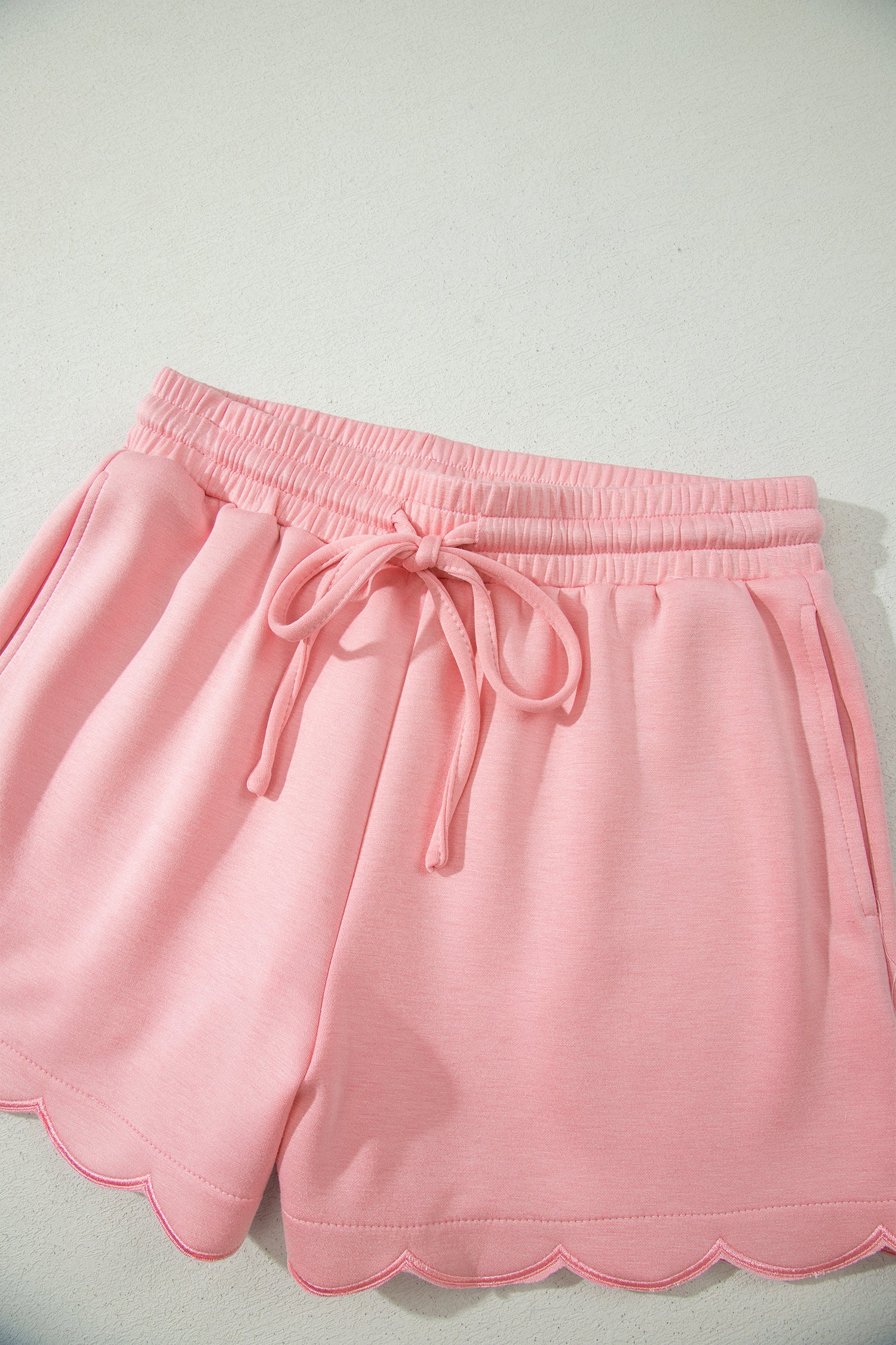 Gossamer Pink Scalloped V-Neck Dolman Top & Shorts Co-ord Set S-XL