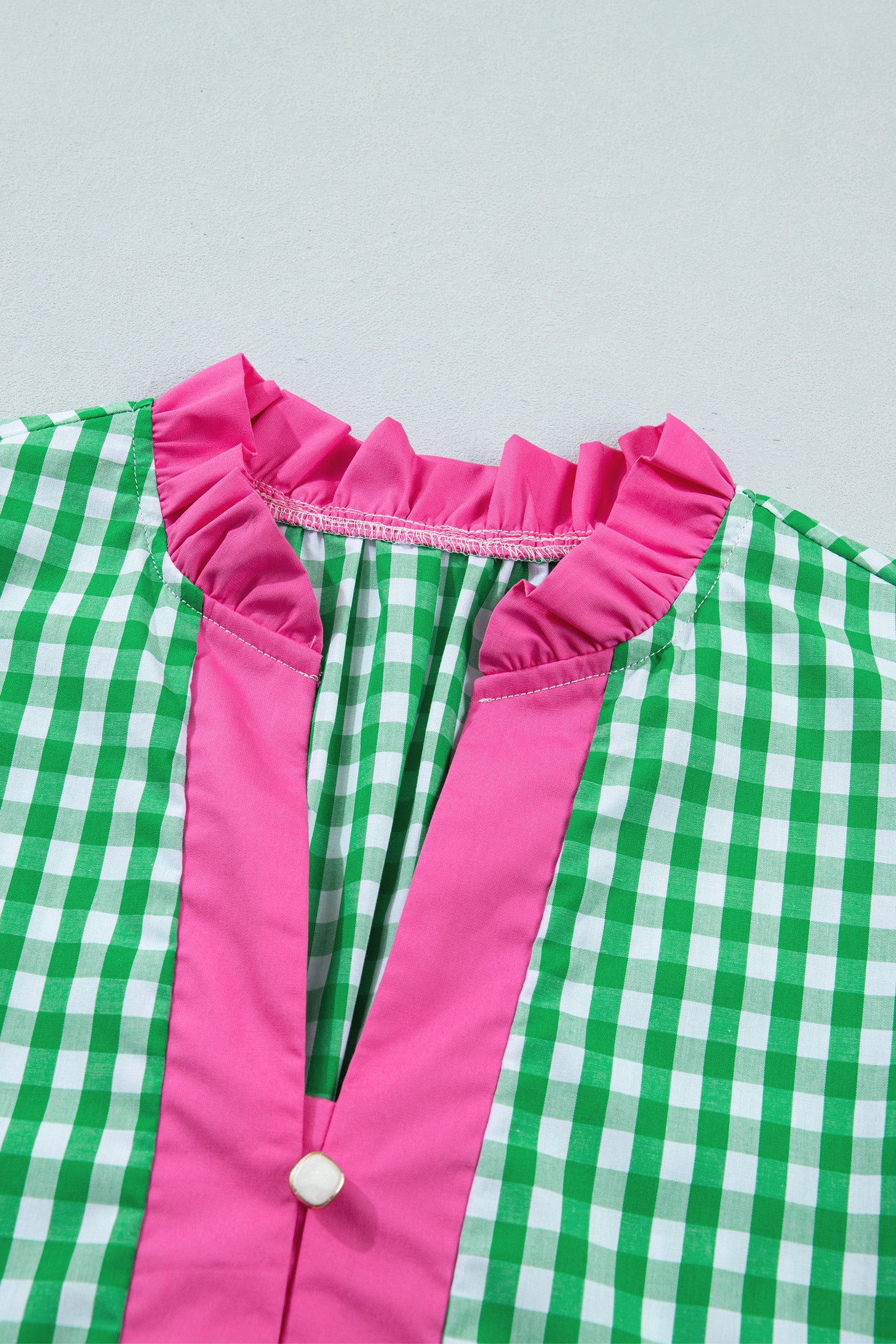 Bright Green Colour Block Plaid Summer Midi Dress S-XL