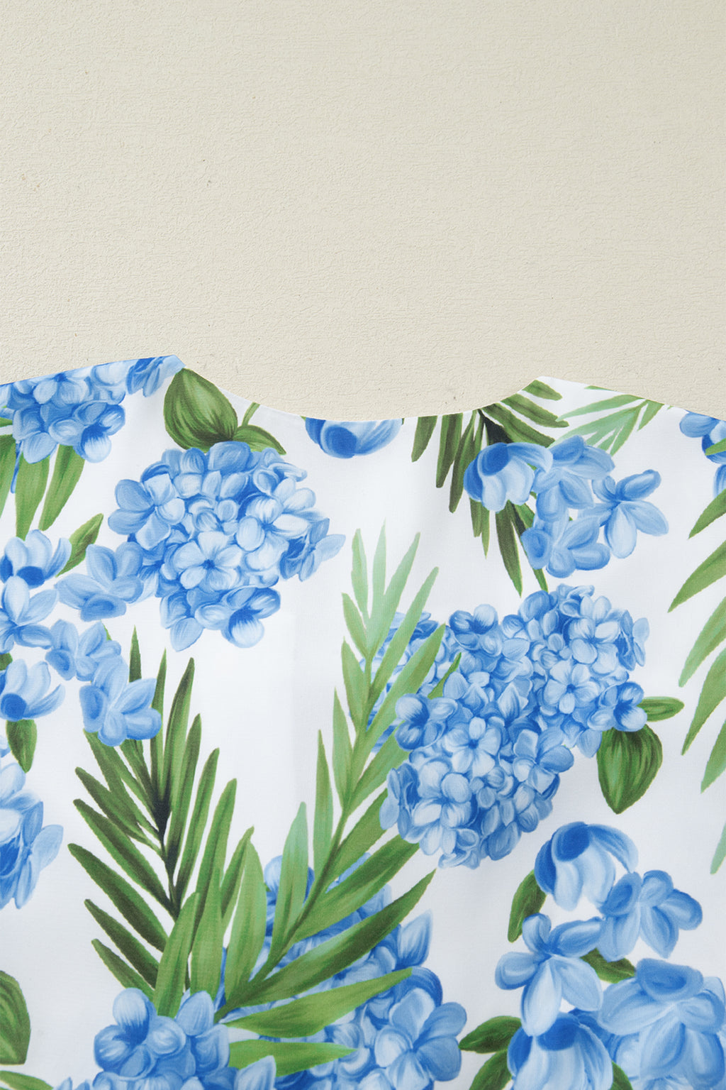 Sky Blue Palm Floral Print Contrast Ribbon Knot Ruffle Sleeve Mini Dress | UK 8–22