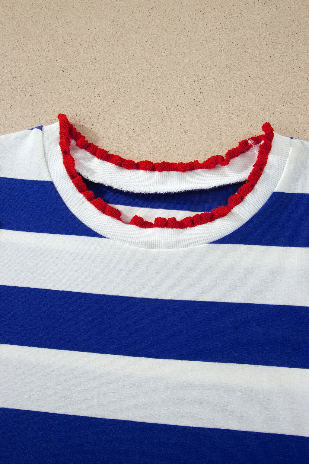 Women's Blue Stripe Contrast Trim Puff Sleeve Shift Mini Dress Stretch S-XL at LivelyLooks