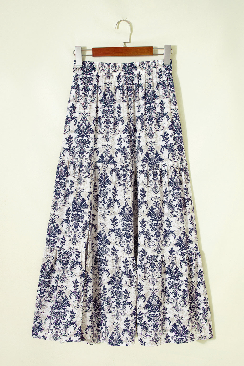 Bohemian Floral Print Tiered Split Maxi Skirt
