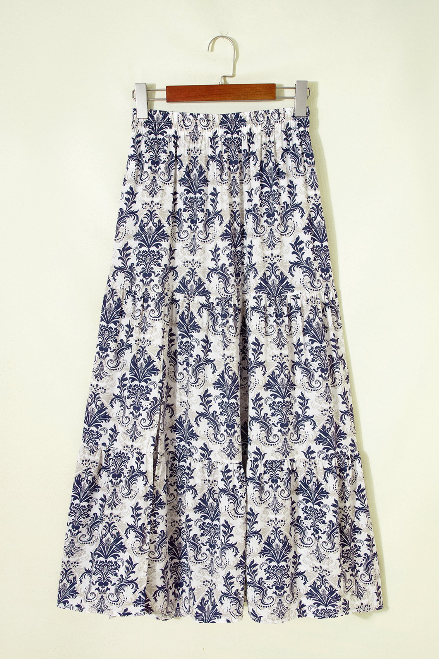 Bohemian Floral Print Tiered Split Maxi Skirt
