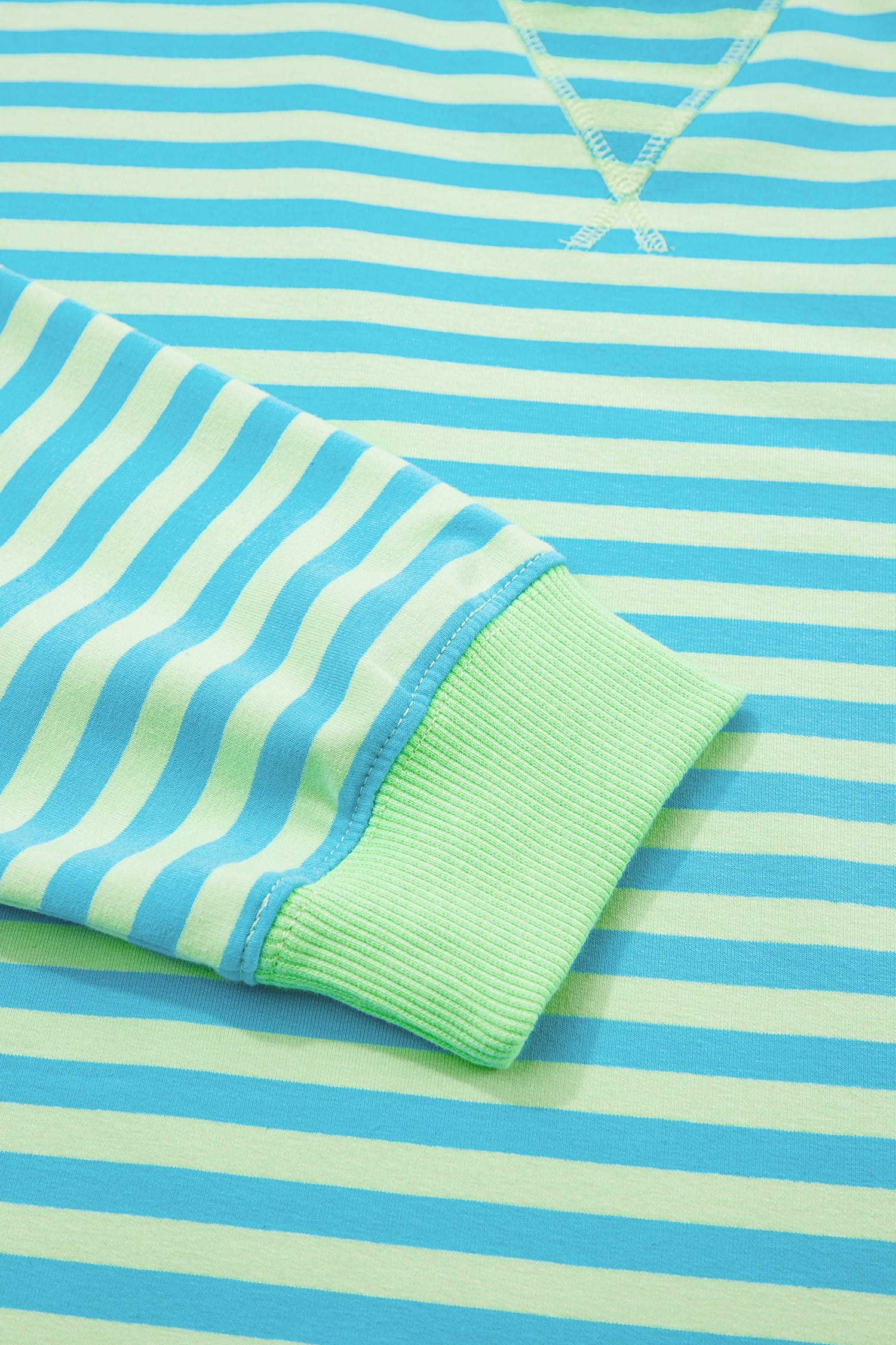 Stripe Colour Block Long Sleeve Pullover & Shorts Set | Pink, Yellow & Green Stripe