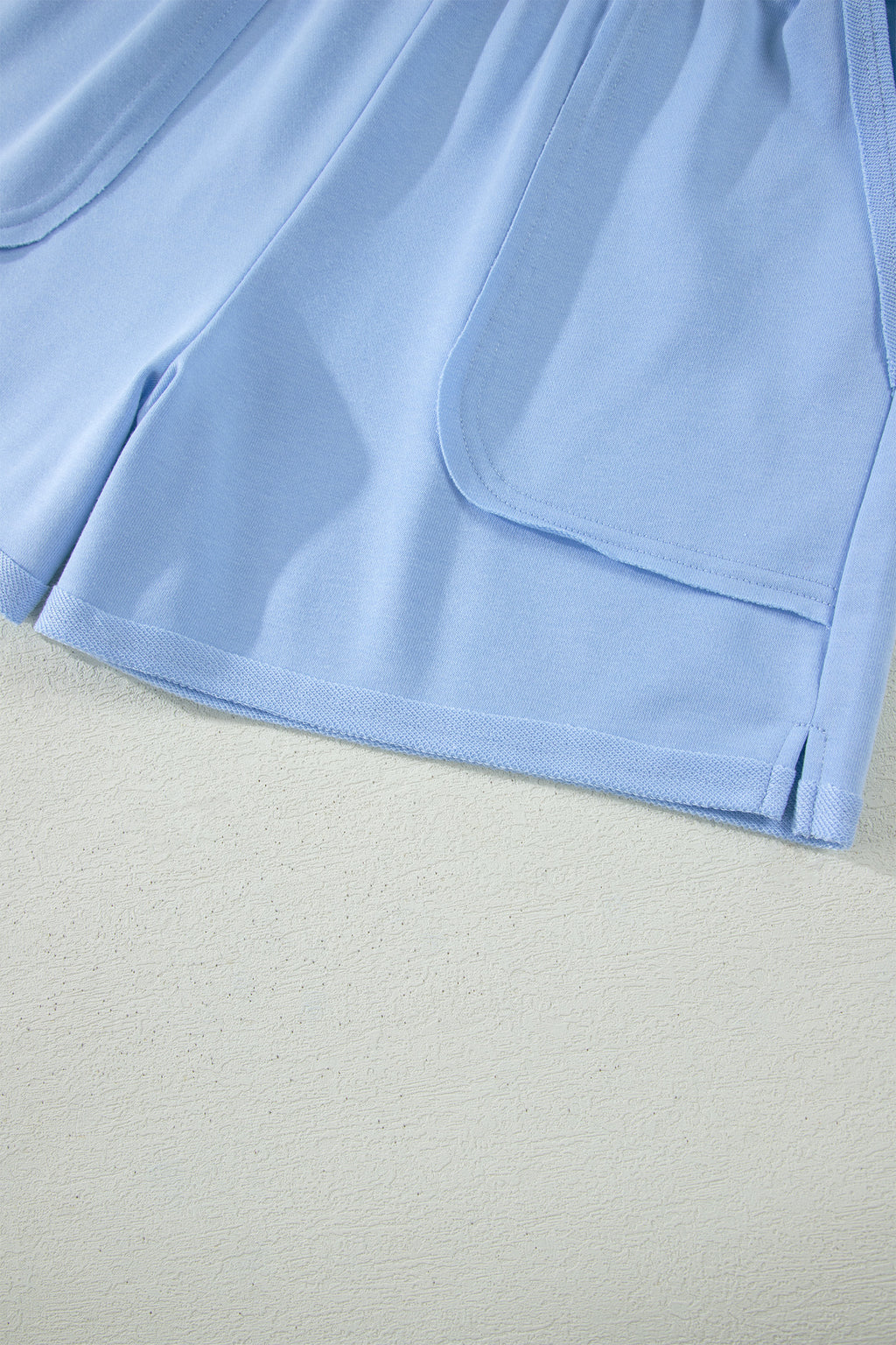 LivelyLooks Yellow & Blue Loose Polo Tee & Elastic Waist Shorts Co-ord Set | S-XL women's fashion