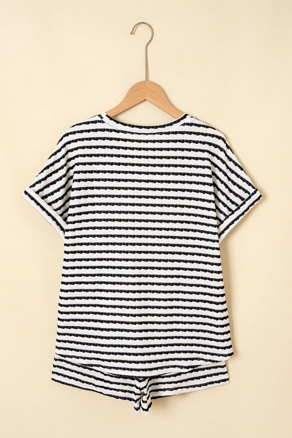 Shop Stripe Knitted Short Sleeve Top & Drawstring Shorts Co-ord S-3XL at LivelyLooks