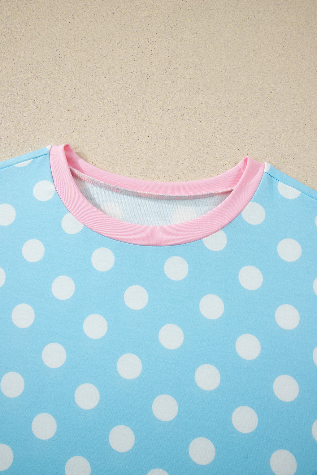 Sky Blue Polka Dot Short Sleeve Top & Wide Leg Trouser Set