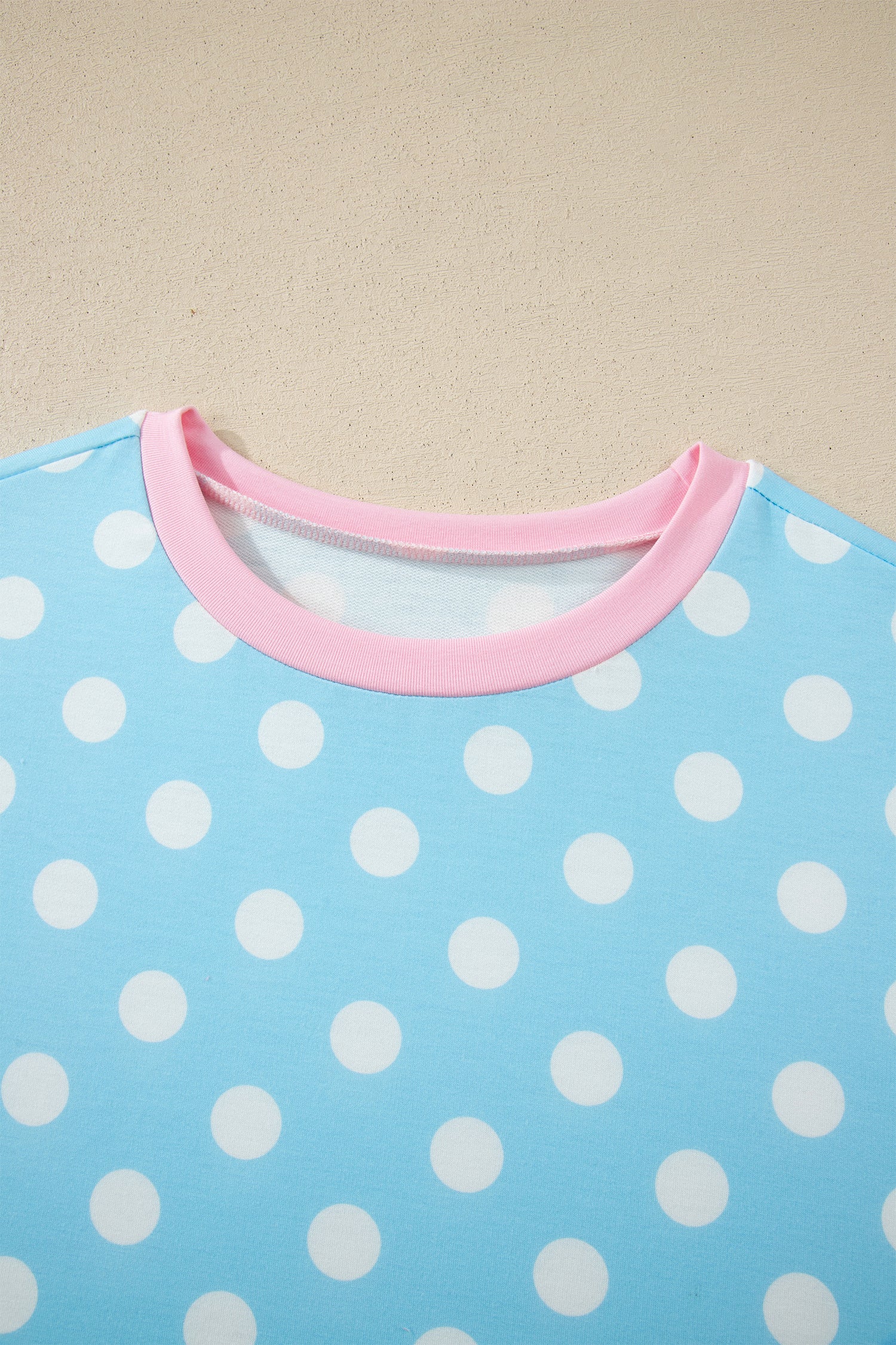 Sky Blue Polka Dot Short Sleeve Top & Wide Leg Trouser Set