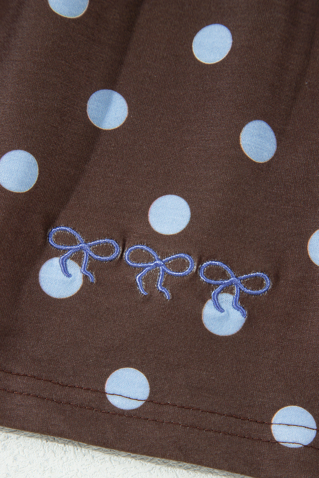 Brown Polka Dot Long Sleeve Pullover Bow Detail Skort Set | UK 8–22