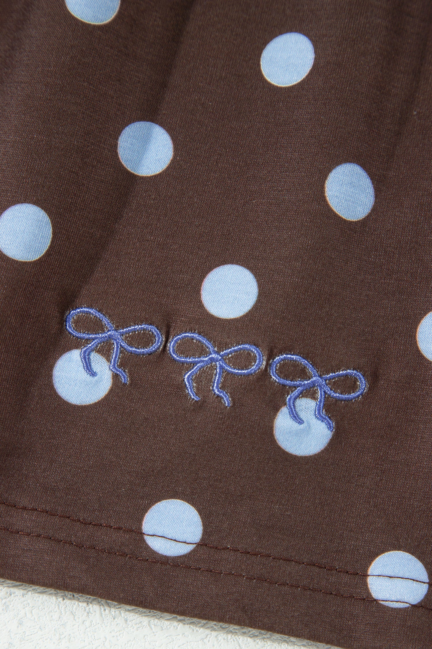 Brown Polka Dot Long Sleeve Pullover Bow Detail Skort Set | UK 8–22
