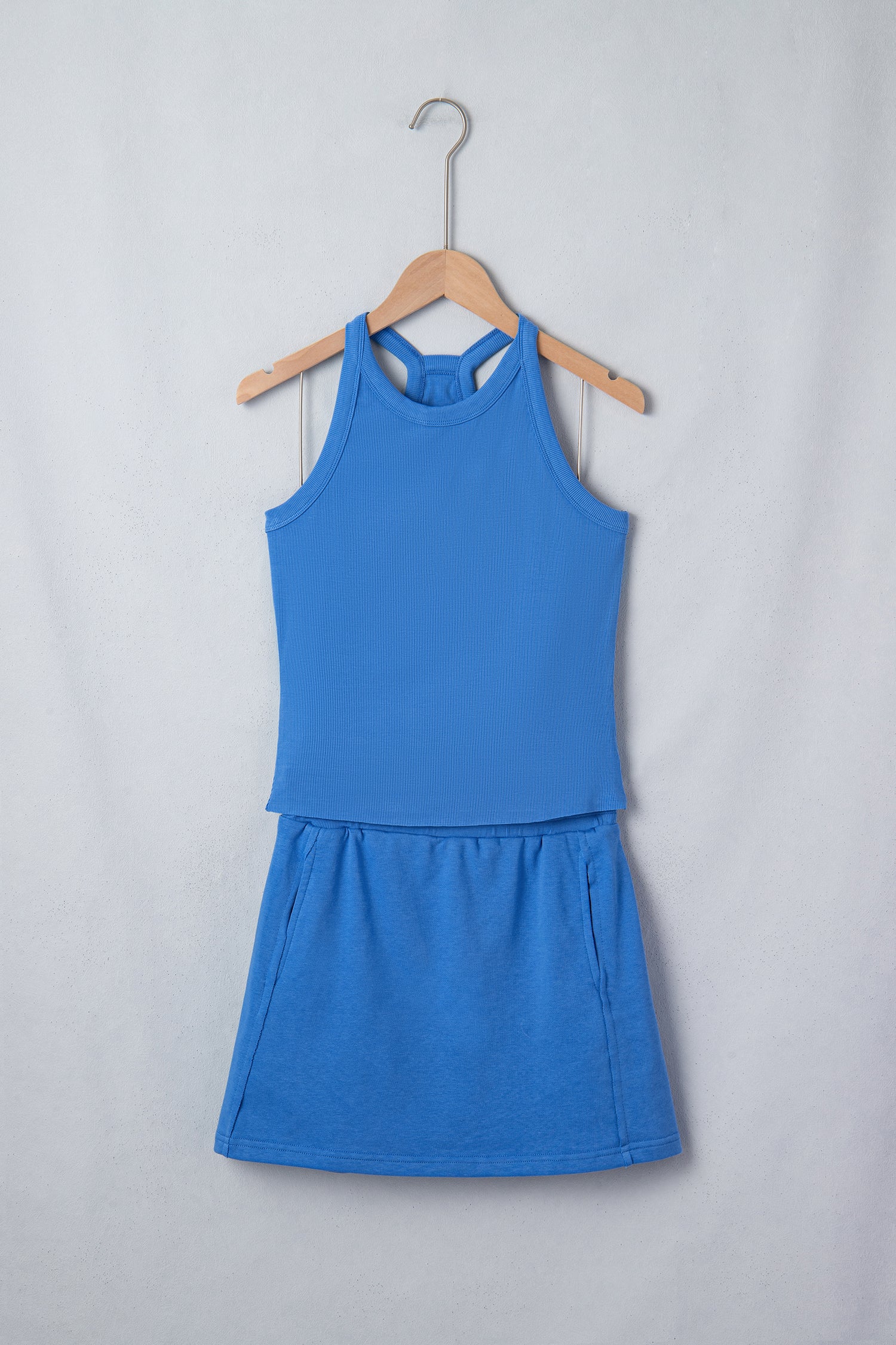 Shop Women's Slim Cropped Tank Top & Mini Skort Co-ord Set Summer Outfit Green at LivelyLooks