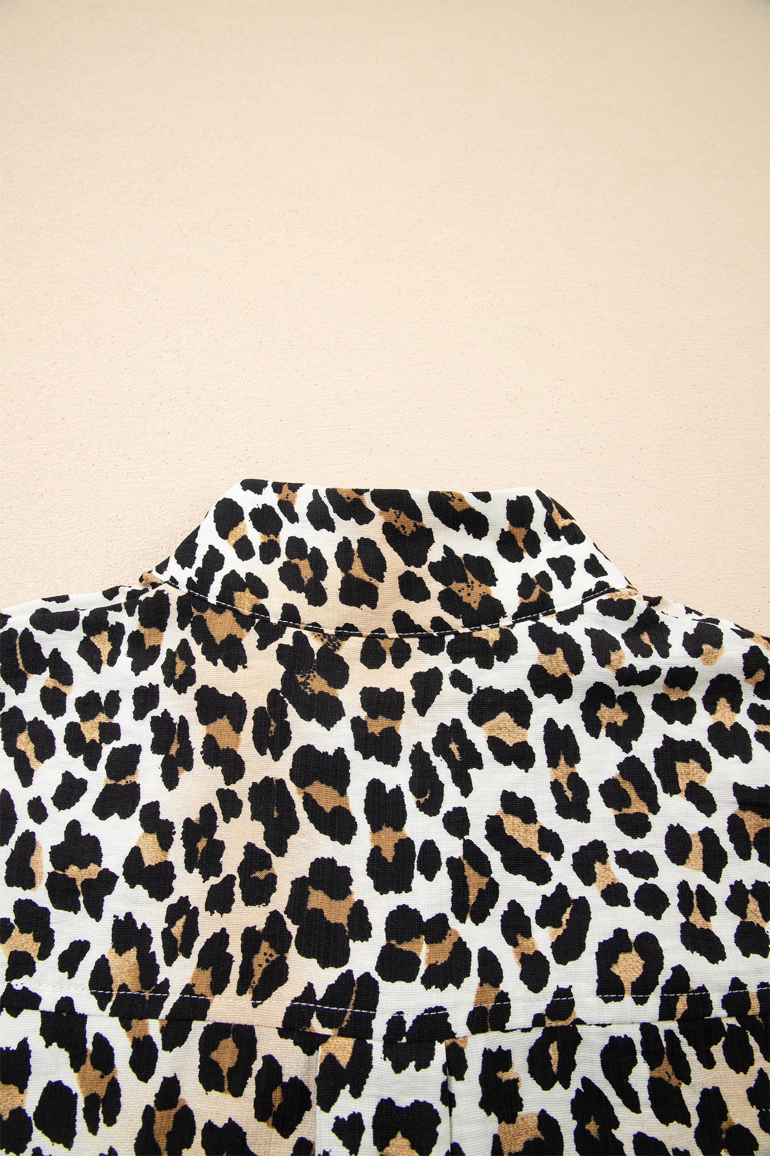 Women's Multicolour Half Buttons Short Sleeve Loose Leopard Mini Dress with Pockets at LivelyLooks