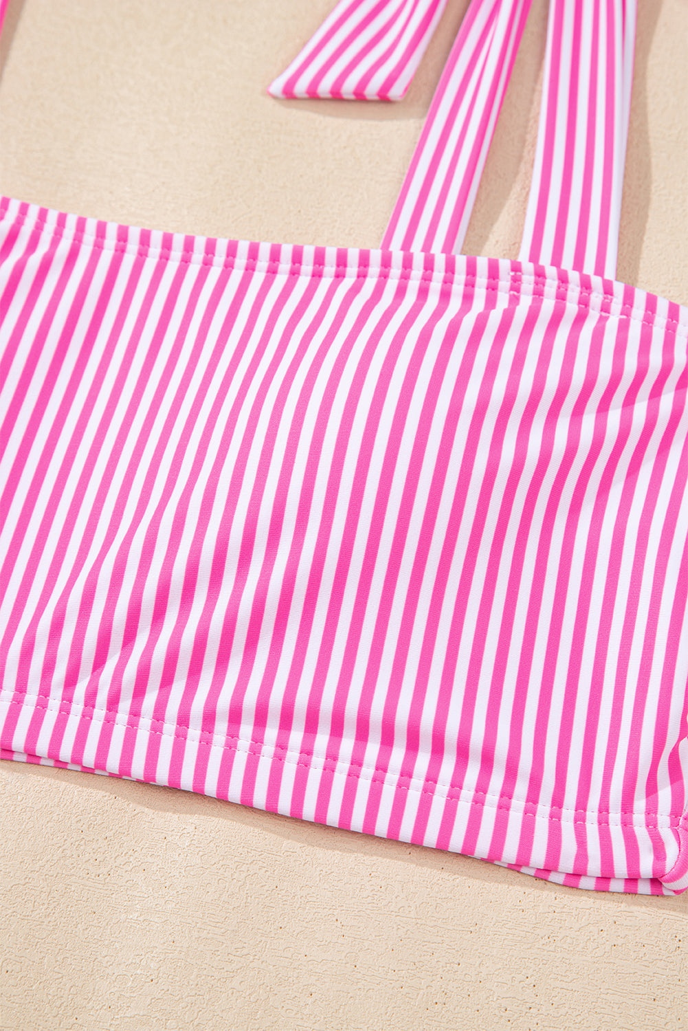 LivelyLooks Pink Stripe Knot Strap High Waist 2-Piece Bikini Set XS-2XL women's fashion