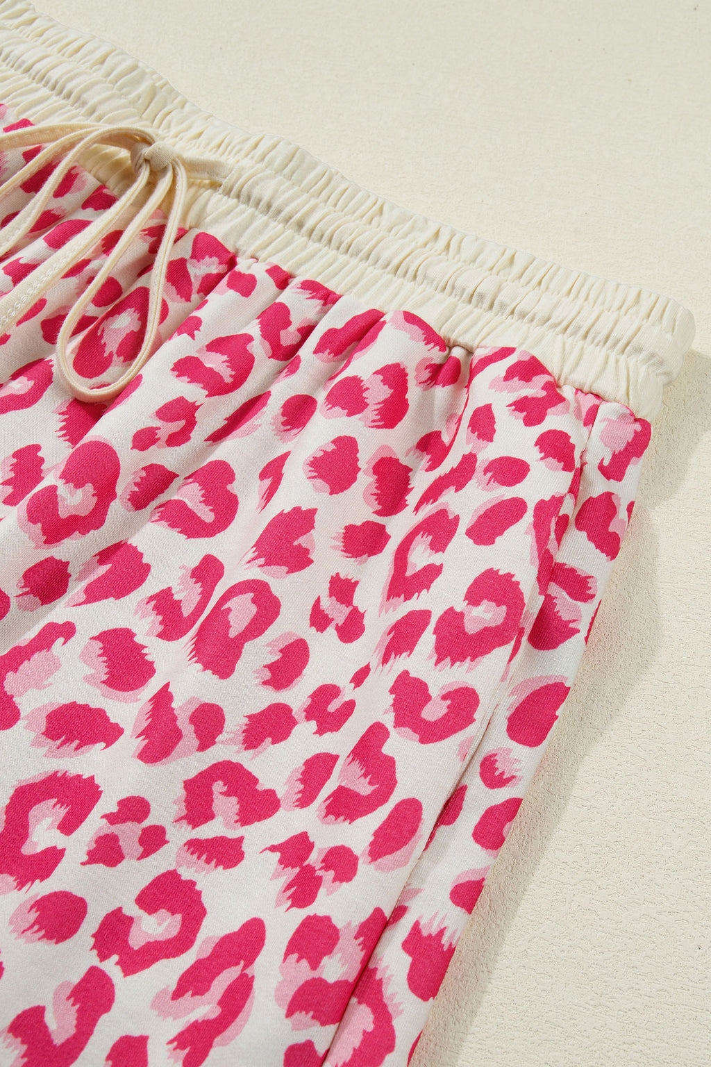 Leopard Print V-Neck Collar 2pcs Short Set | Rose, Khaki & Brown