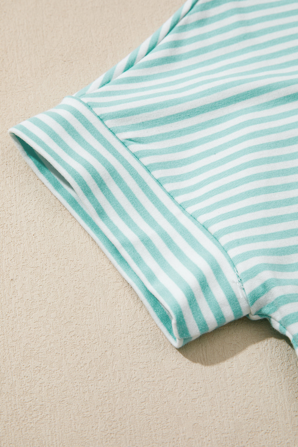 Striped Cuffed Sleeve Mock Neck Tee & Shorts Co-ord | Sky Blue, Pink & Green