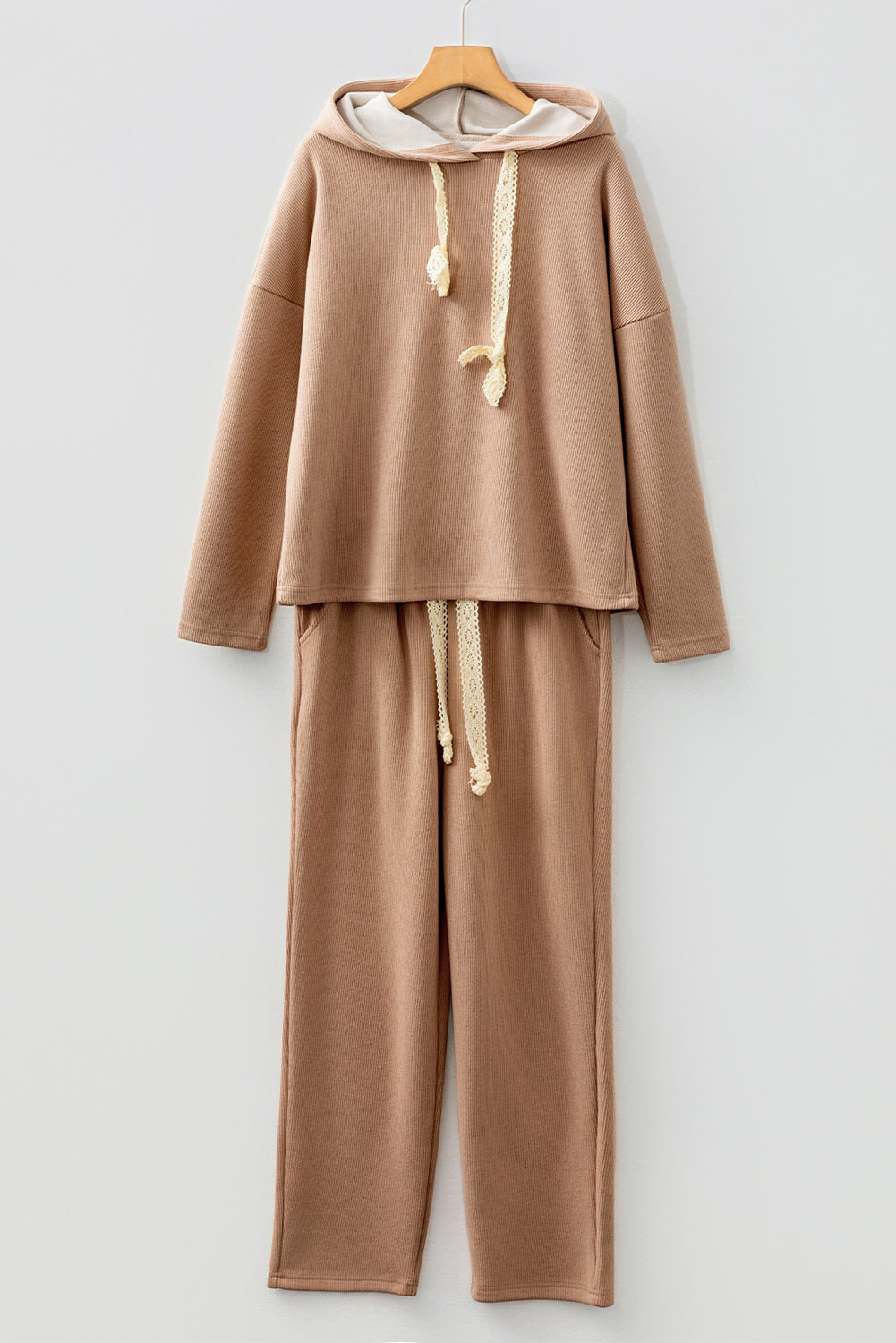 Leopard Drawstring Corduroy Co-ord Hoodie & High Waist Pants UK 8-22