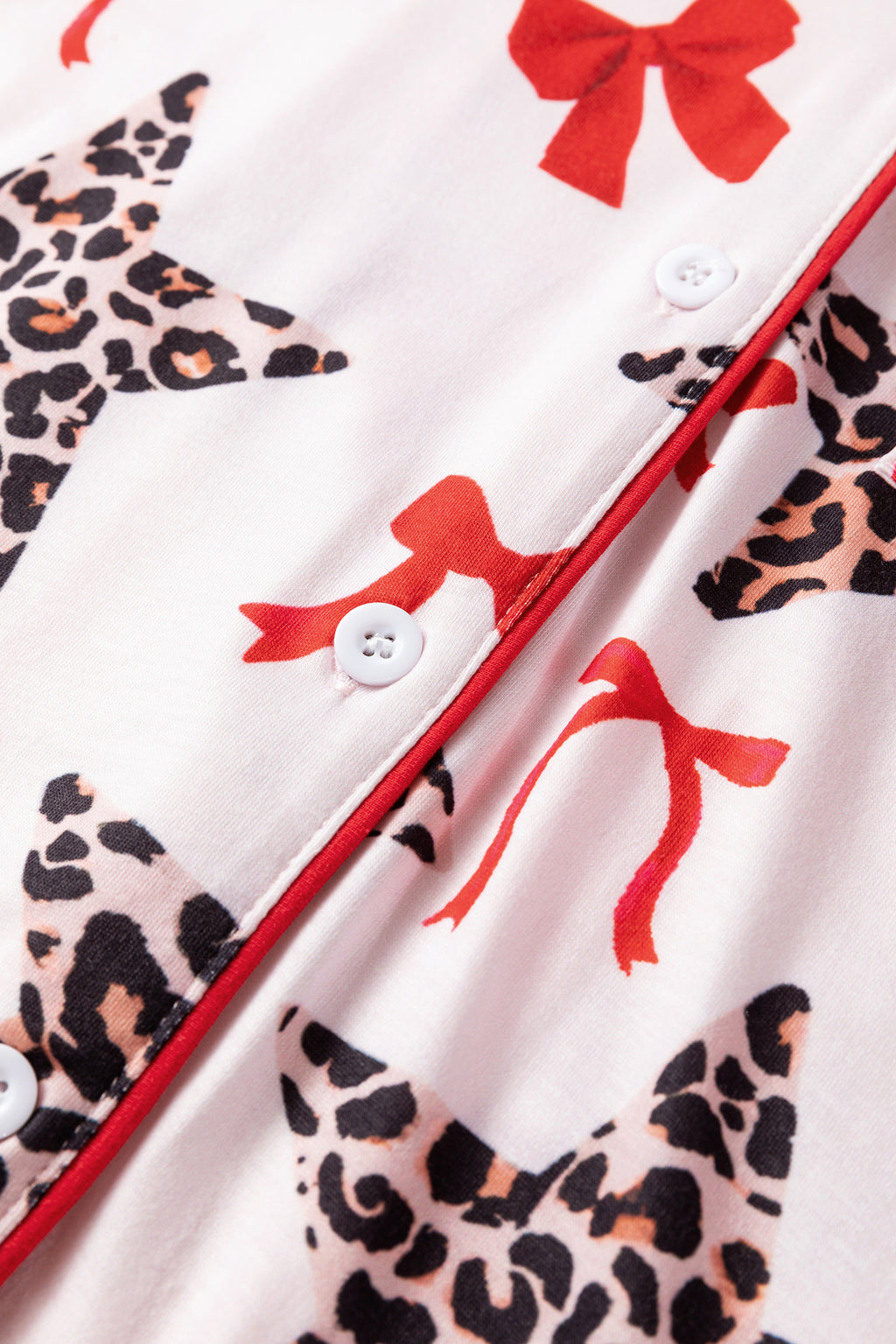 White Leopard Star & Bow Print Short Pyjama Set | Sizes 8-22