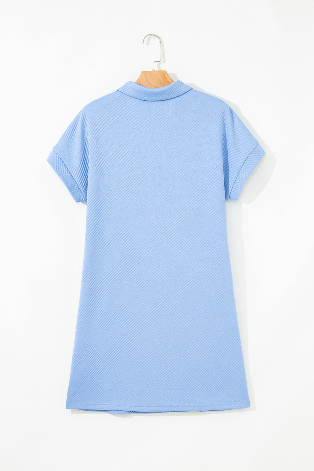 Textured Short Sleeve A Line Mini Dress | Light Blue, Blue & Peach | UK 8–22