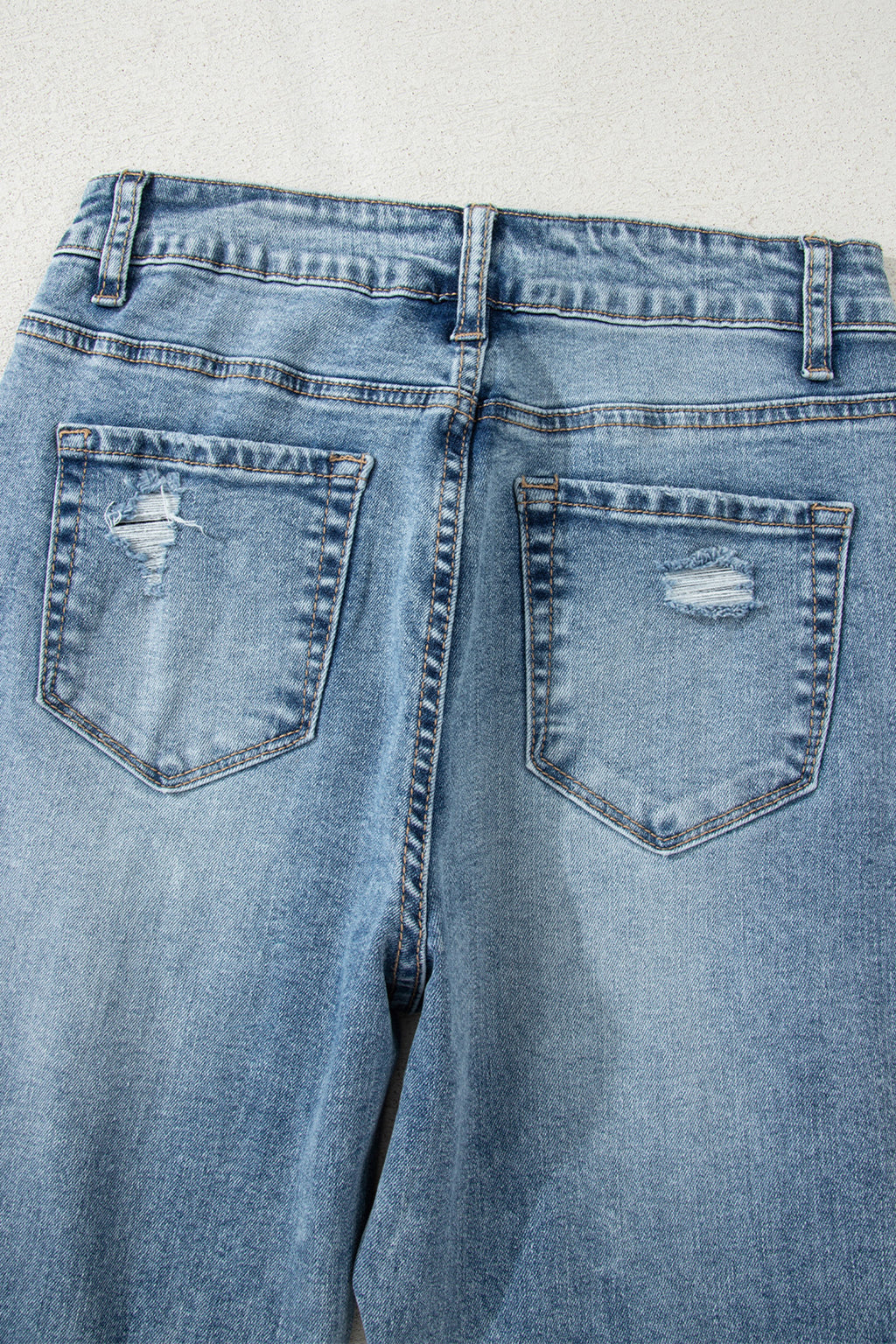 Myosotis Raw Hem Ripped Knee Fit Flare Jeans Women UK 4-16