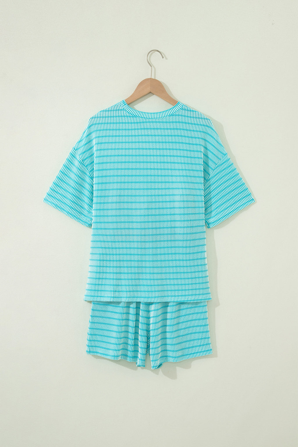 LivelyLooks Stripe Raised Rib Tee & Drawstring Shorts Set Women's S-XL women's fashion