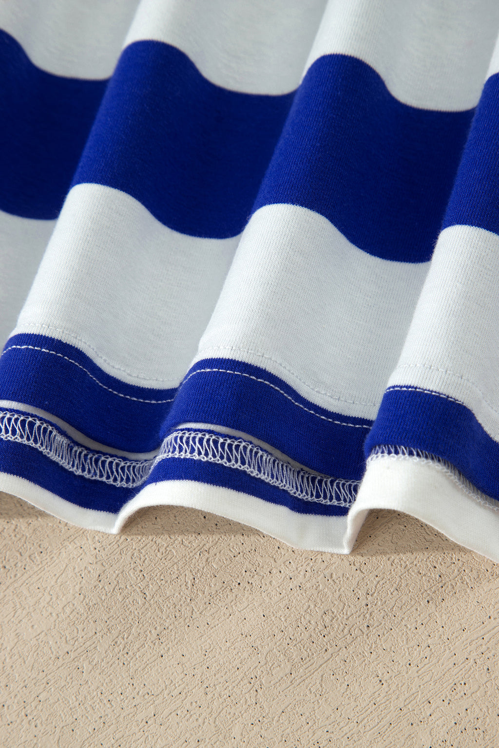Women's Blue Stripe Contrast Trim Puff Sleeve Shift Mini Dress Stretch S-XL at LivelyLooks