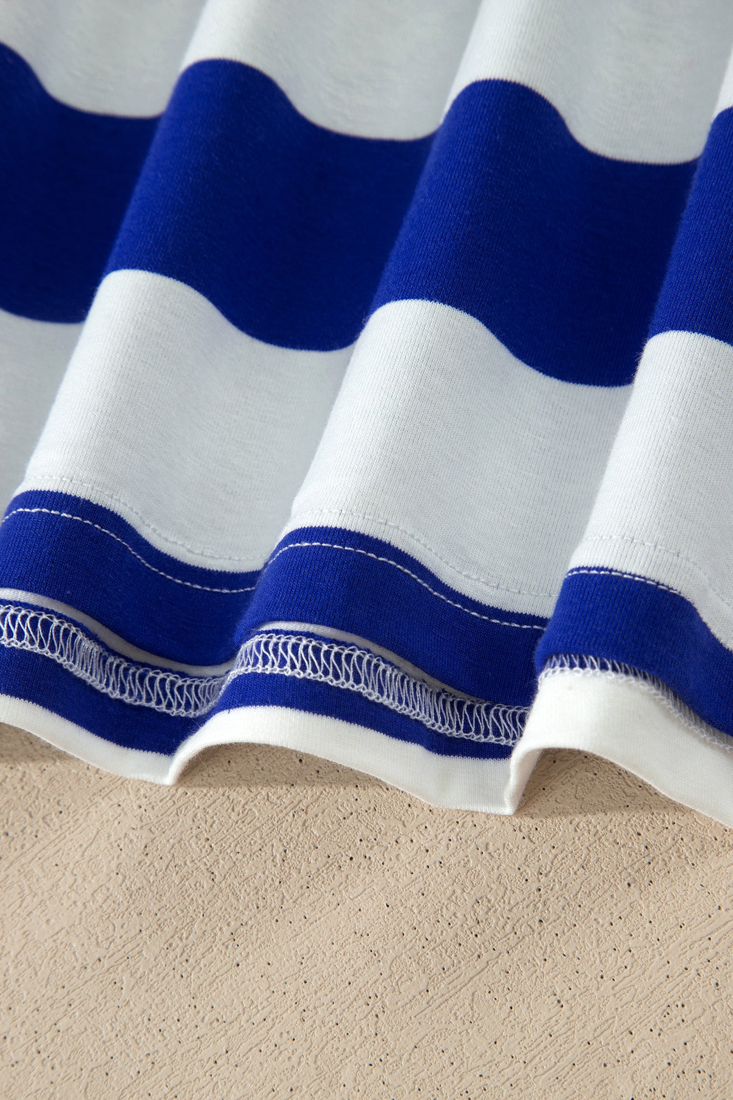 Women's Blue Stripe Contrast Trim Puff Sleeve Shift Mini Dress Stretch S-XL at LivelyLooks