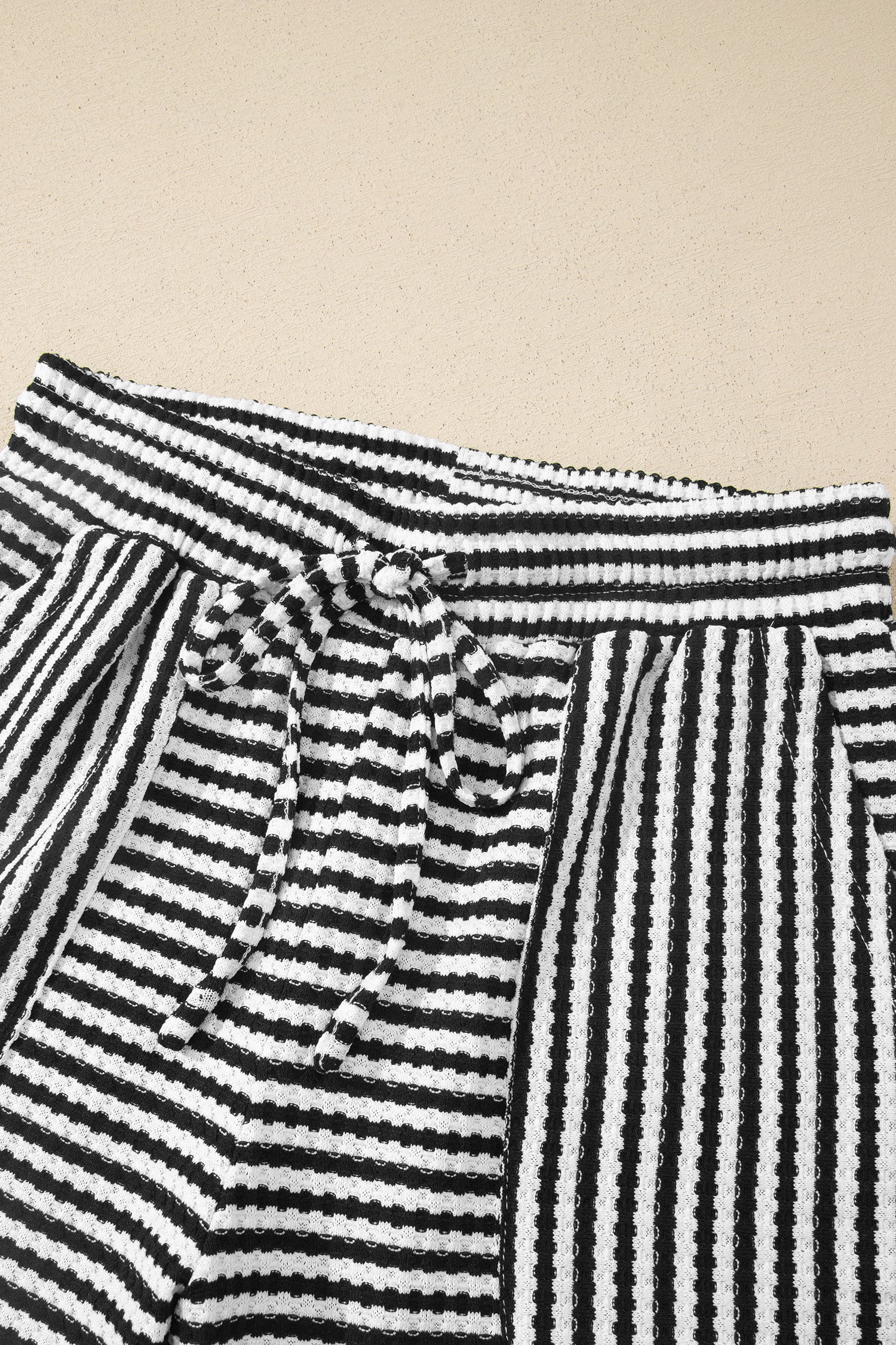 Stripe Textured Knit Top & Shorts Co-ord Set | Brown, Black & Purple | UK 8–18