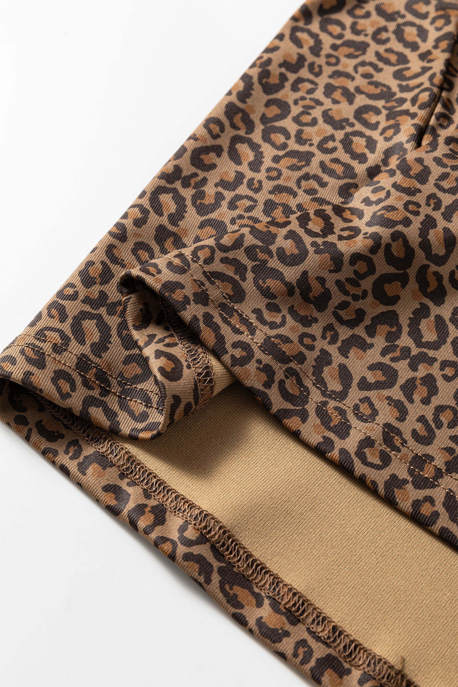 Khaki Fierce Leopard Print Crew Neck T-Shirt