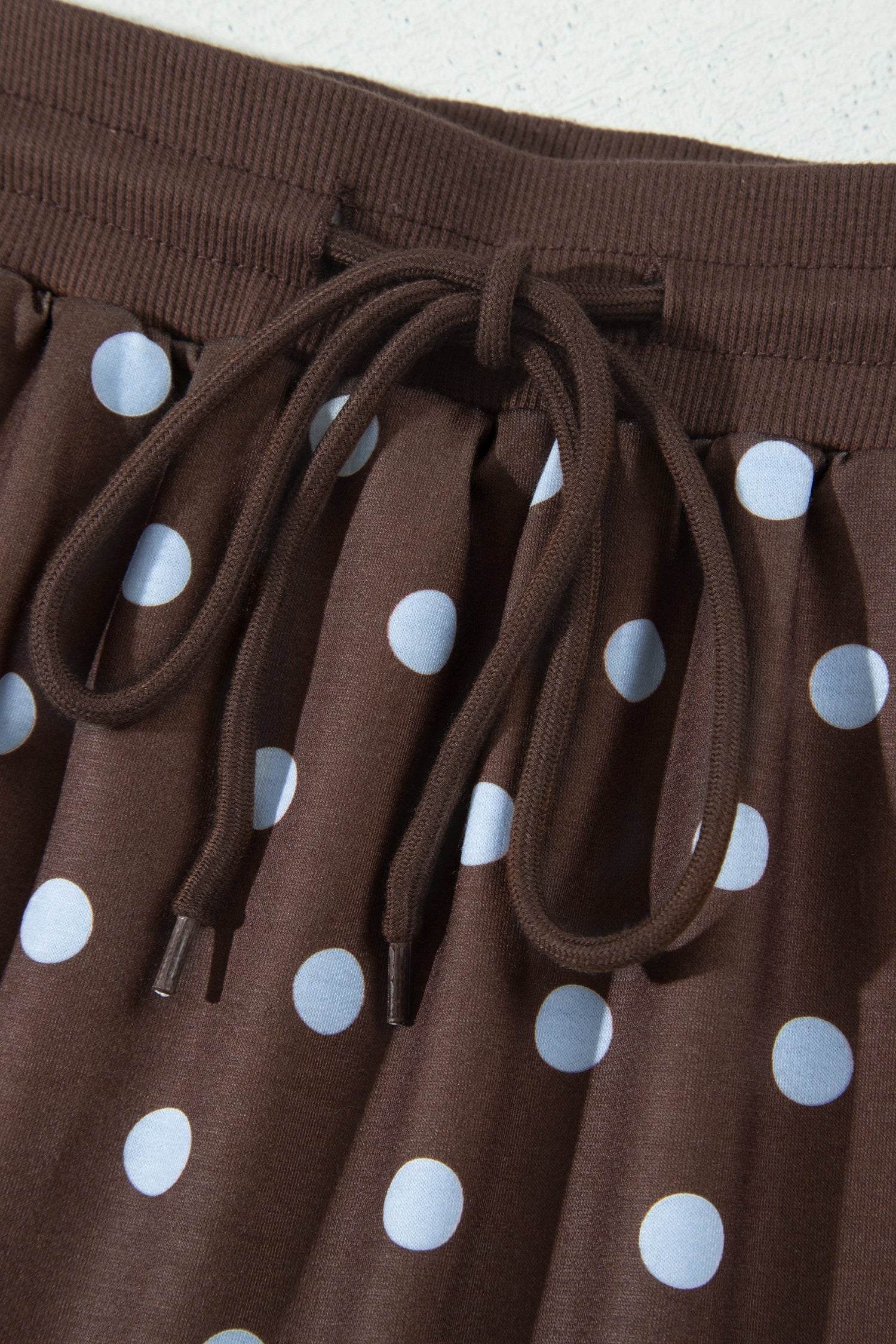 Brown Polka Dot Long Sleeve Pullover Bow Detail Skort Set | UK 8–22