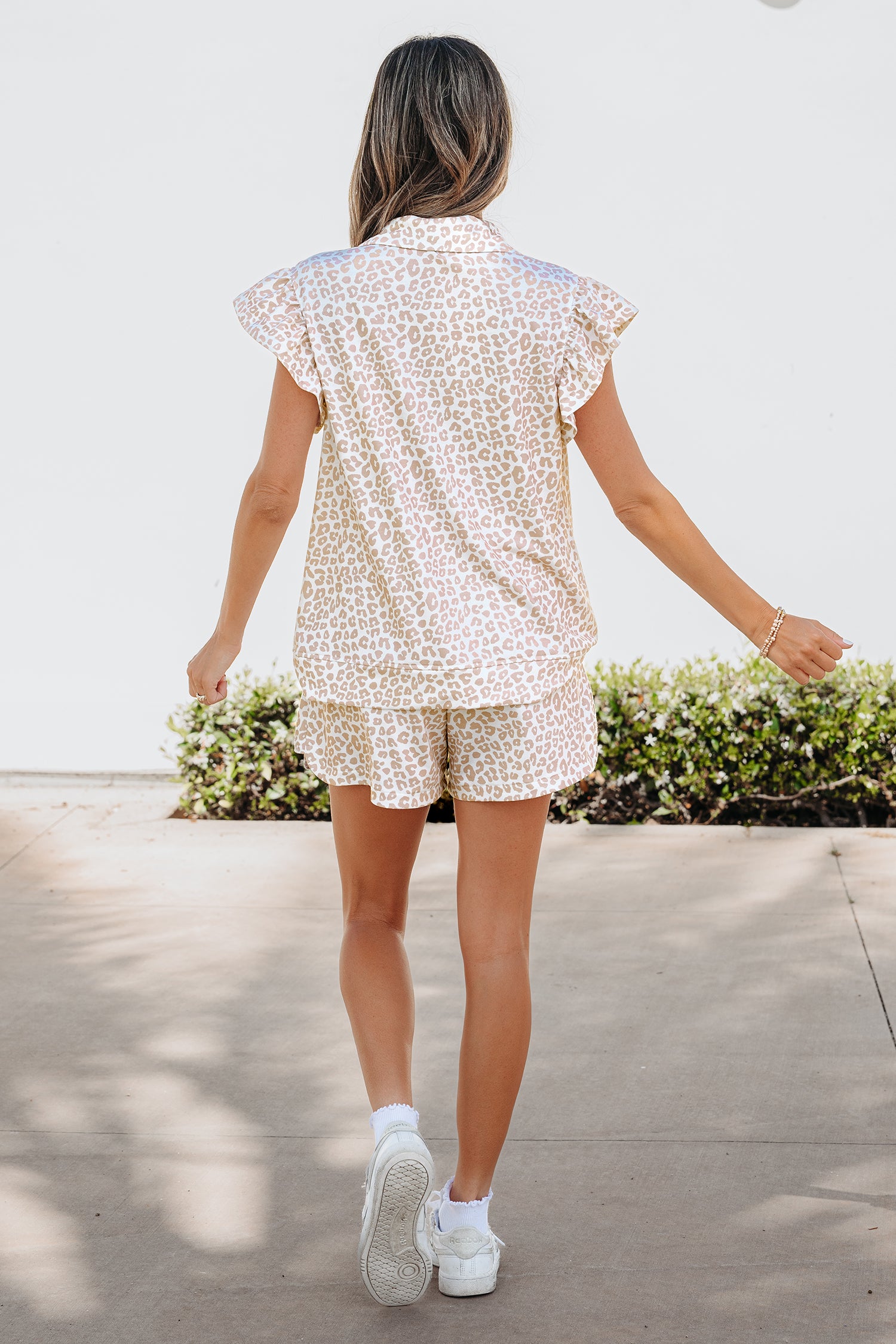 LivelyLooks Beige Leopard Print Zip Polo Top & Shorts Co-ord Set | S-XL women's fashion
