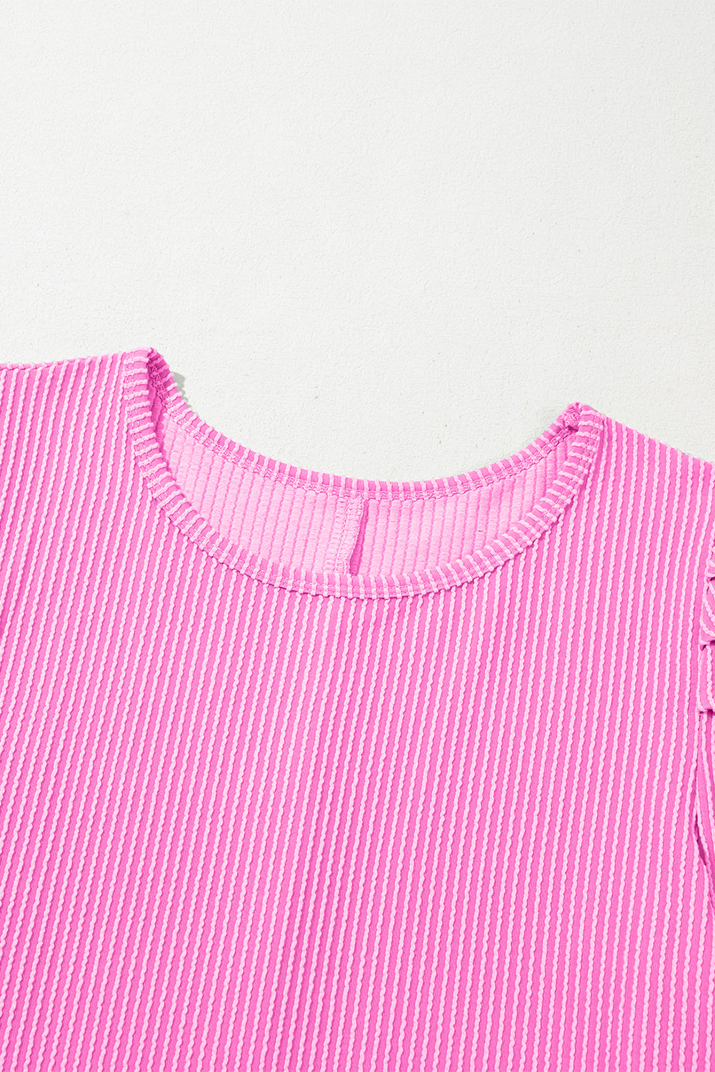 Corded Knit Crew Neck Puff Sleeve Shift Mini Dress S-XL