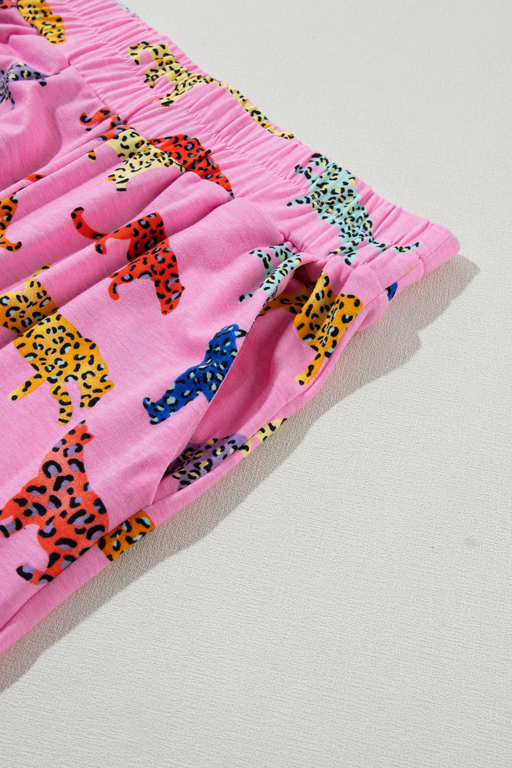 Pink Cheetah Print Pyjama Set | Shirt & Wide Leg Trousers
