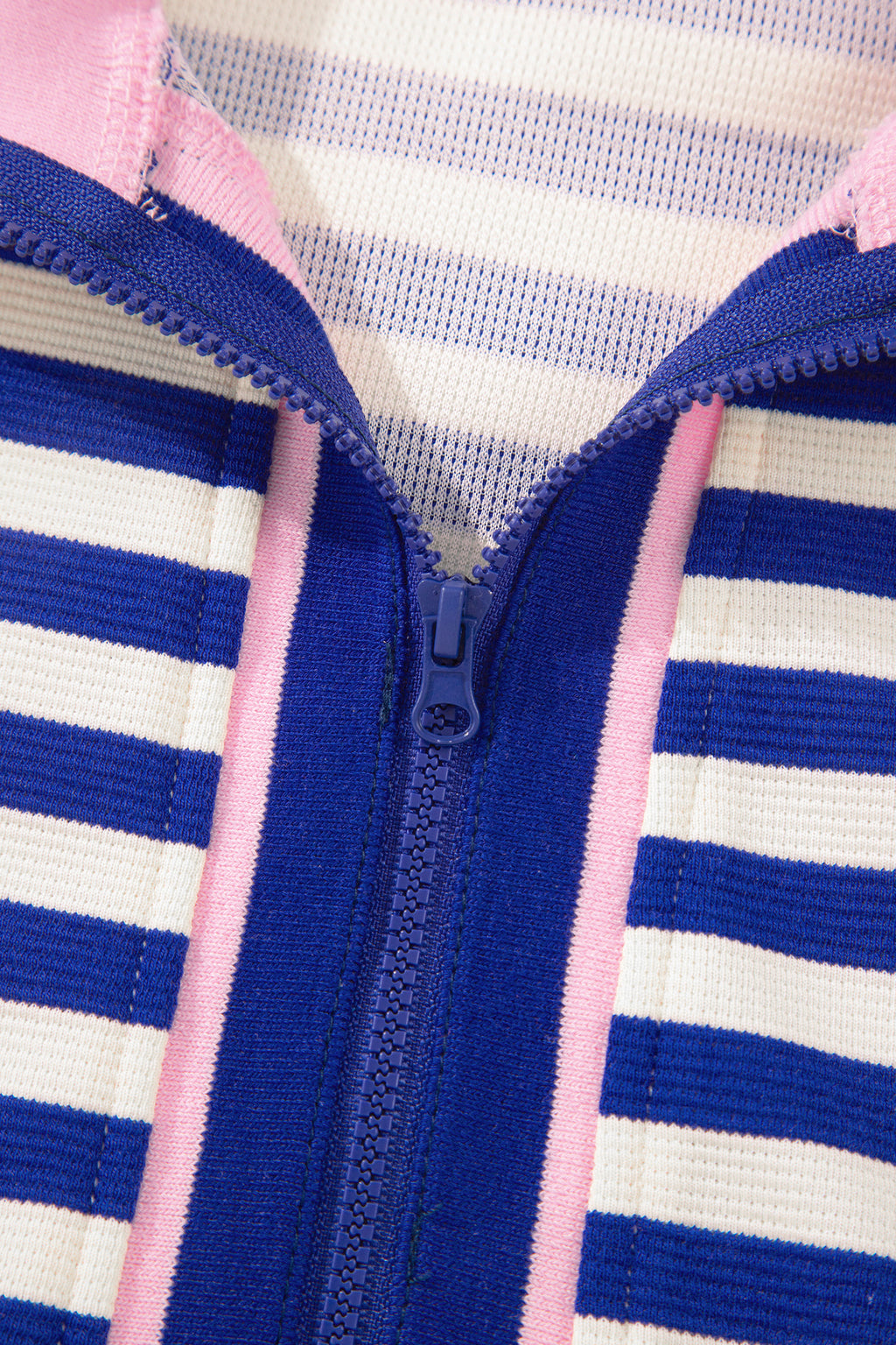 LivelyLooks Dark Blue Textured Stripe Contrast Trim Zip Collar Sleeveless 2-Piece Skort Set women's fashion
