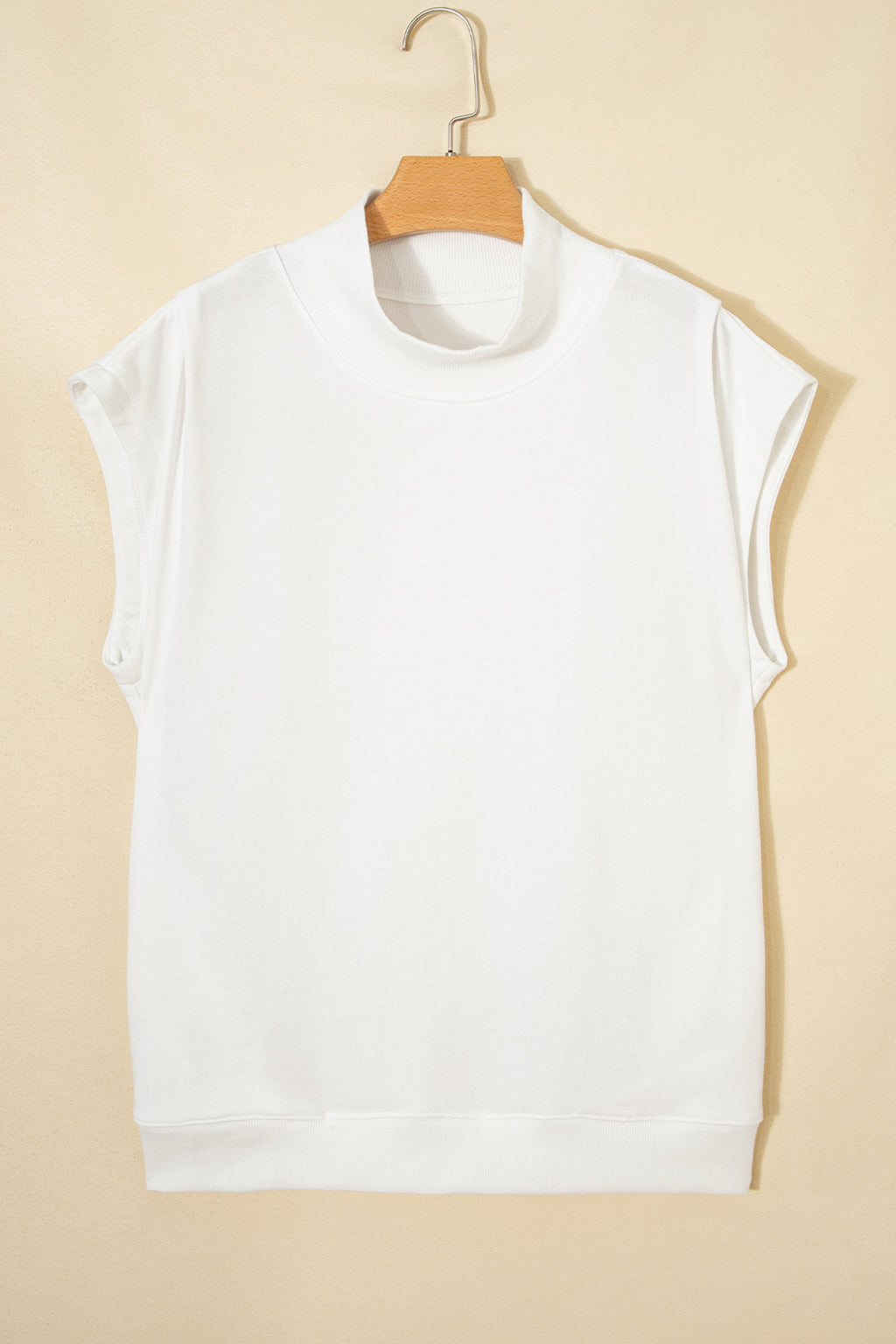 High Neck Cap Sleeve Loose Top White Pink Mint Green Grey Myosotis Orange Black S-XL