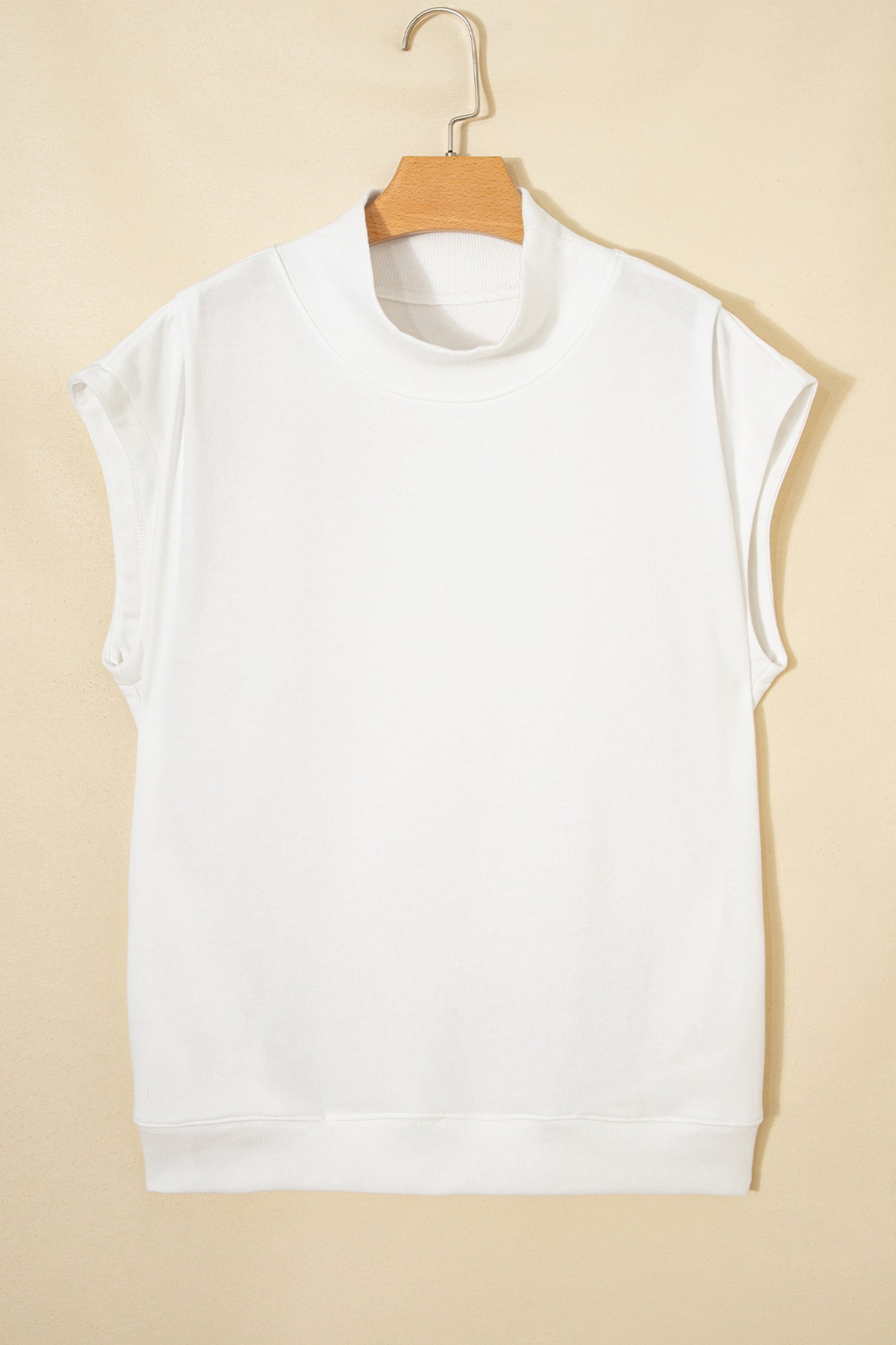 High Neck Cap Sleeve Loose Top White Pink Mint Green Grey Myosotis Orange Black S-XL