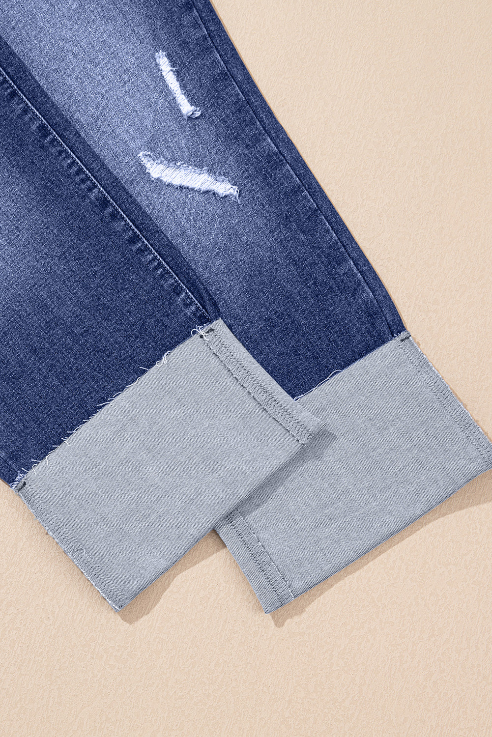 Women's Women's Distressed Straight Jeans Folded Cuffs High Waist Western Sizes 4-16 at LivelyLooks