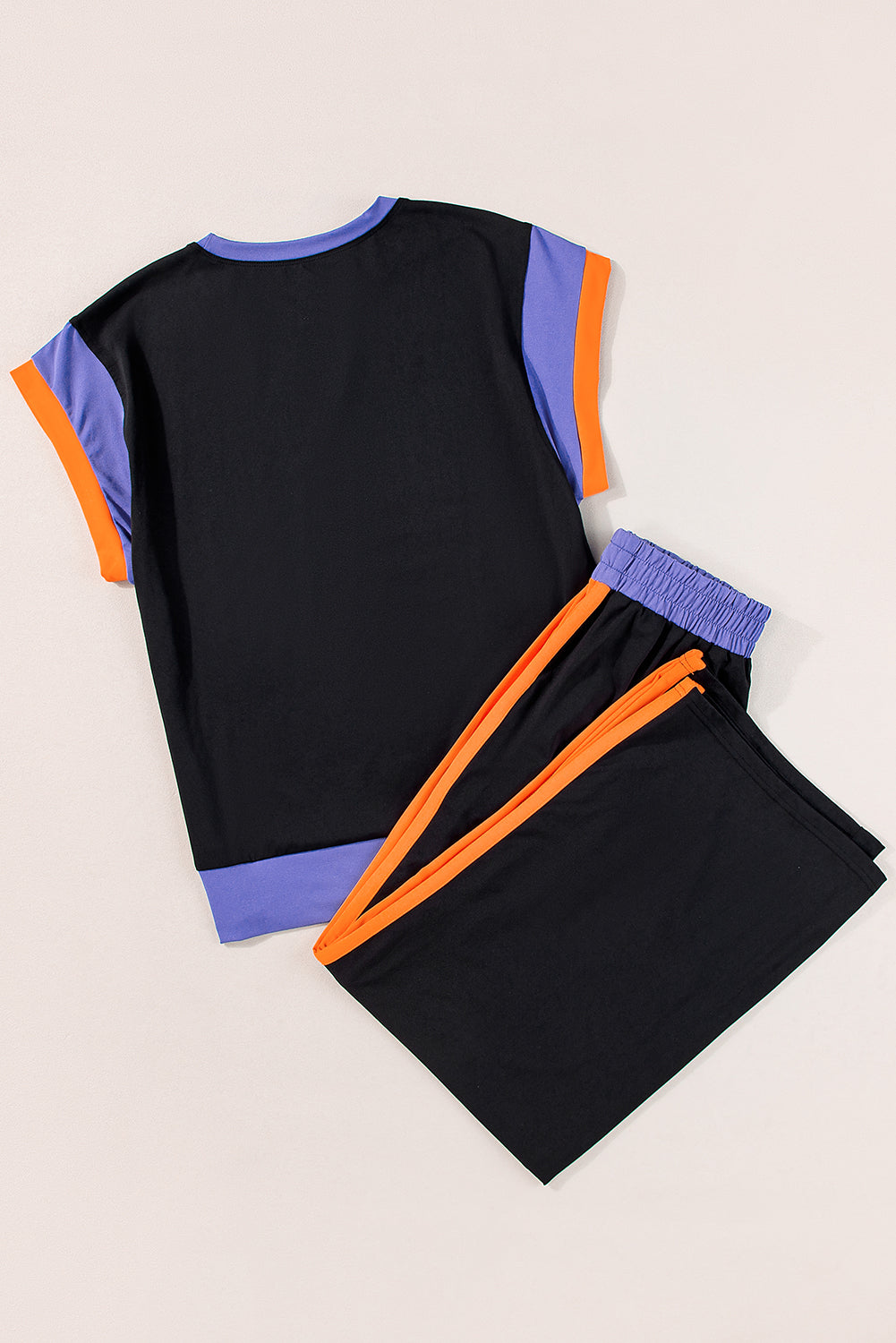 Colour Block Cap Sleeve Tee & Crop Wide Leg Trousers Set | 8 Colours