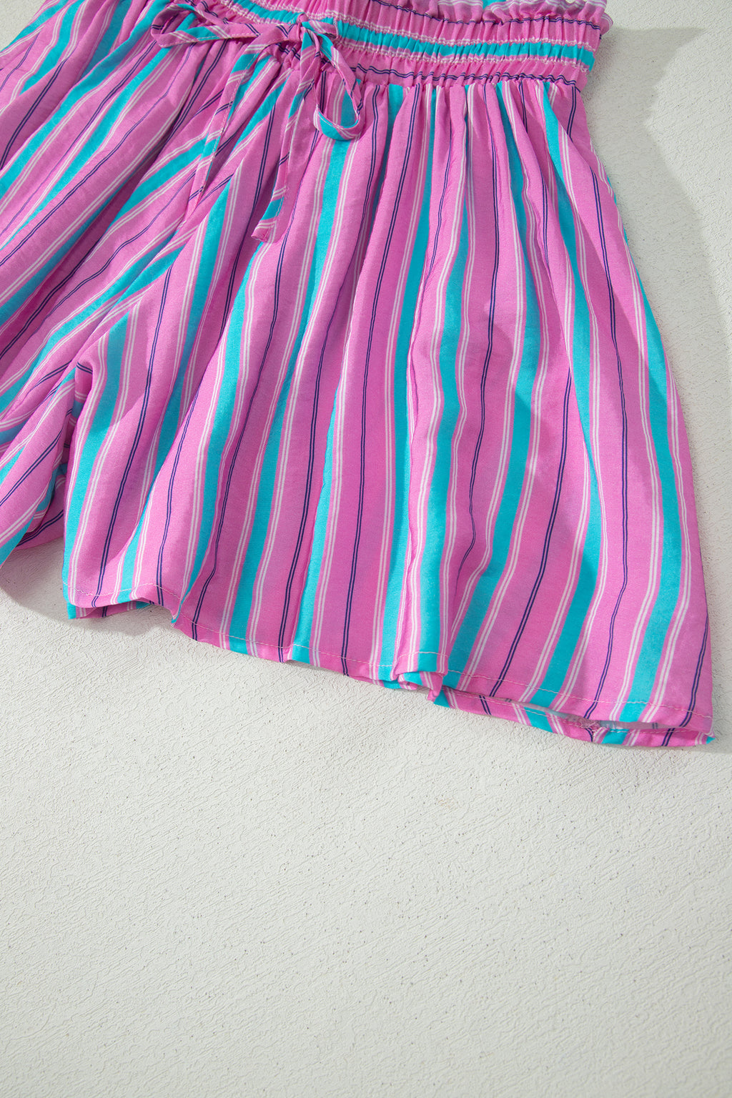 Pink Stripe Dolman Short Sleeve Blouse & Drawstring Loose Shorts Set | UK 8–22