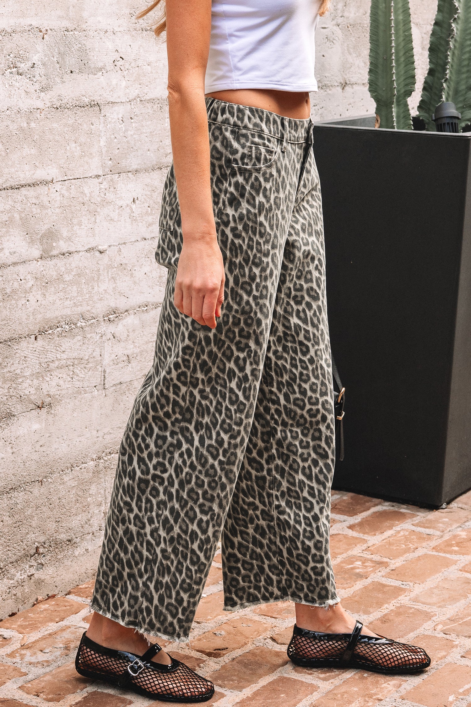Shop Yellow Leopard Print Straight Loose Leg Jeans UK 8-20 at LivelyLooks