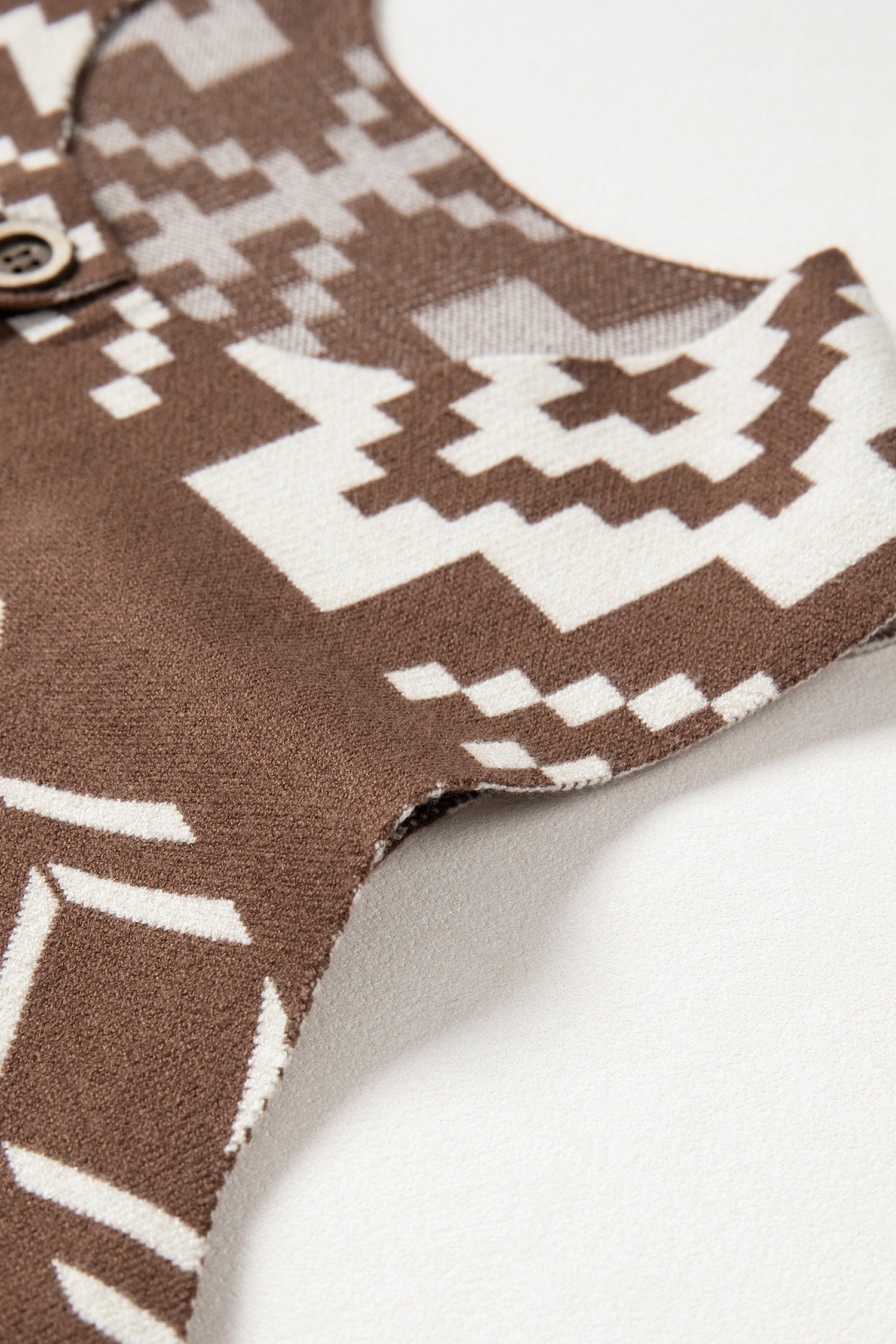 Brown Aztec Print Sleeveless Sweater Vest Round Neck S-XL