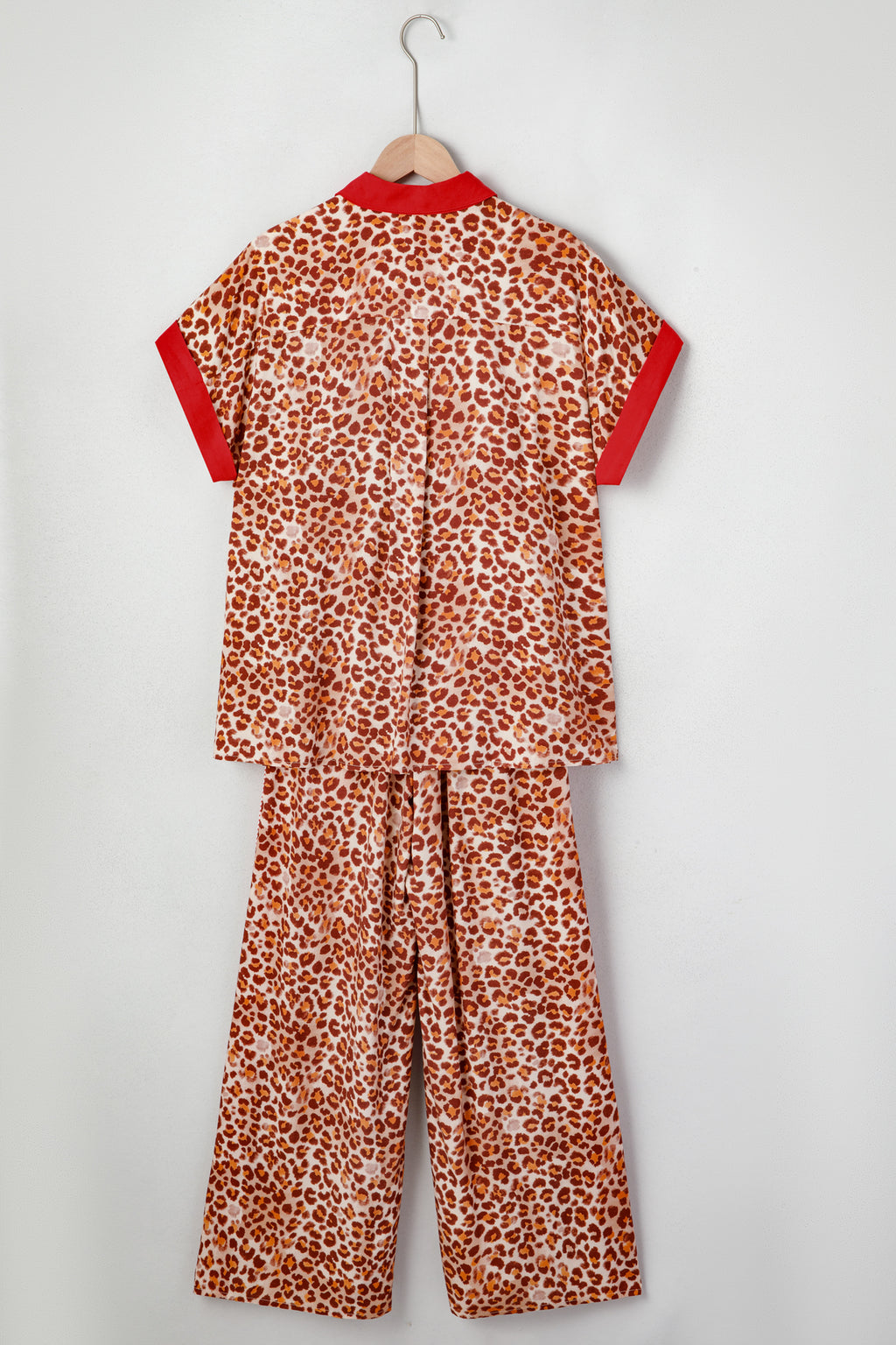 Brown Contrast Trim Leopard Top & Pant Set | UK 8–22