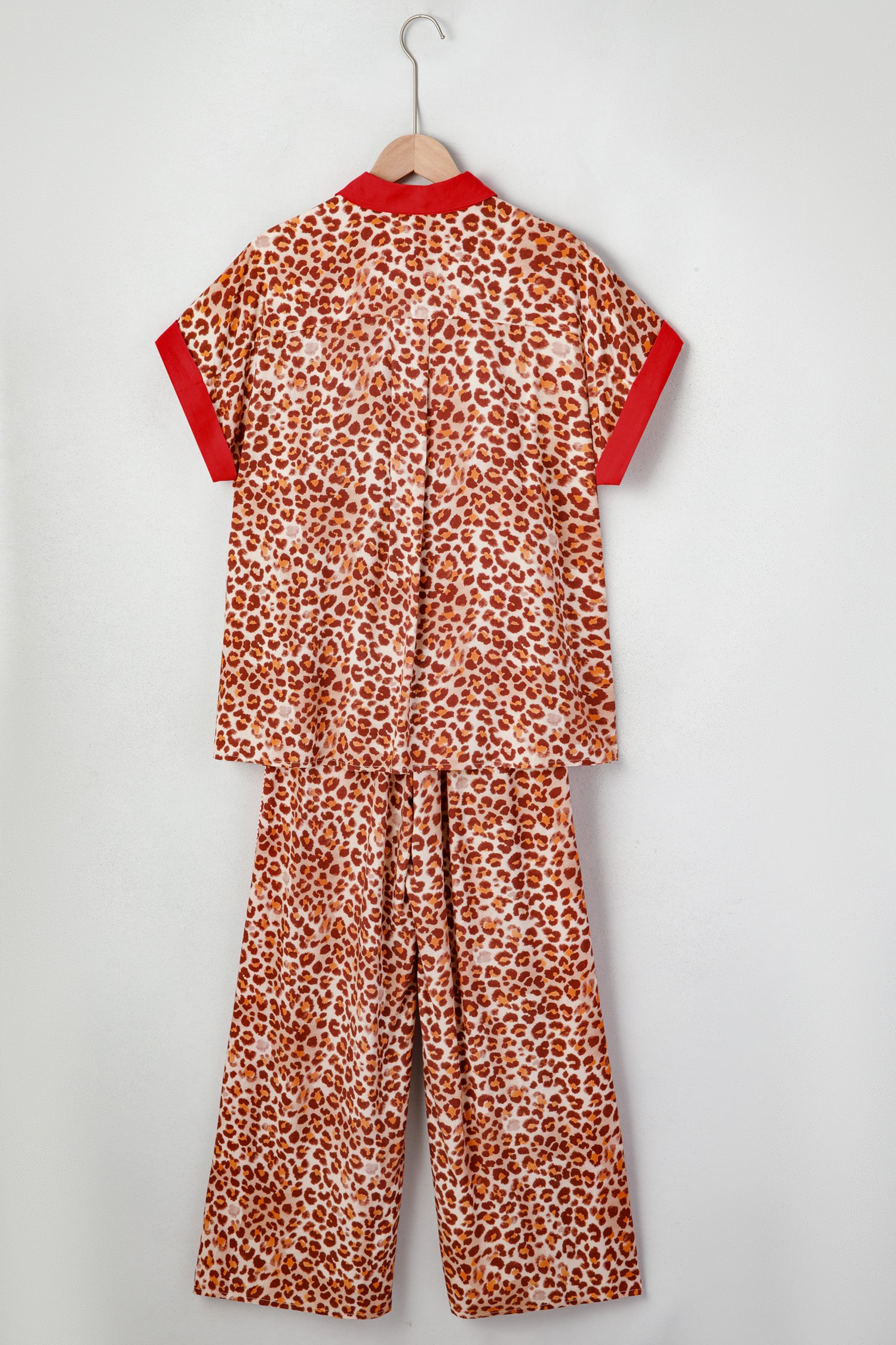 Brown Contrast Trim Leopard Top & Pant Set | UK 8–22