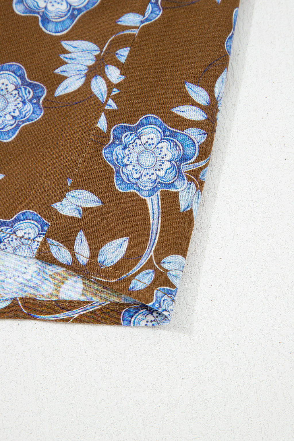 Brown Floral Print Shirt Dress Ruffled Detail Collar Button Down Long Sleeve Women S-XL
