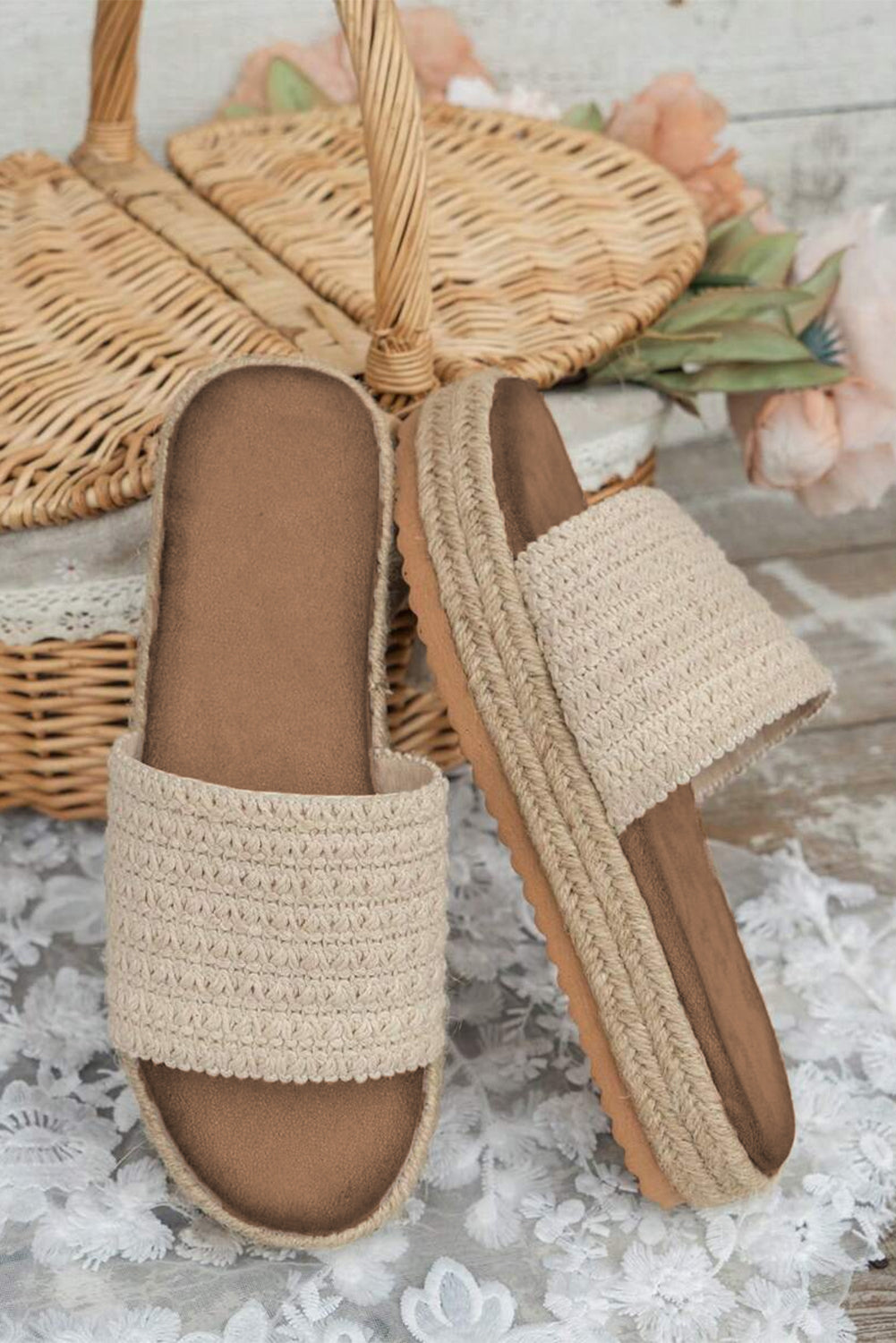 LivelyLooks Women's White Boho Woven Non-Slip Wedge Sandals EU 37-42 women's fashion